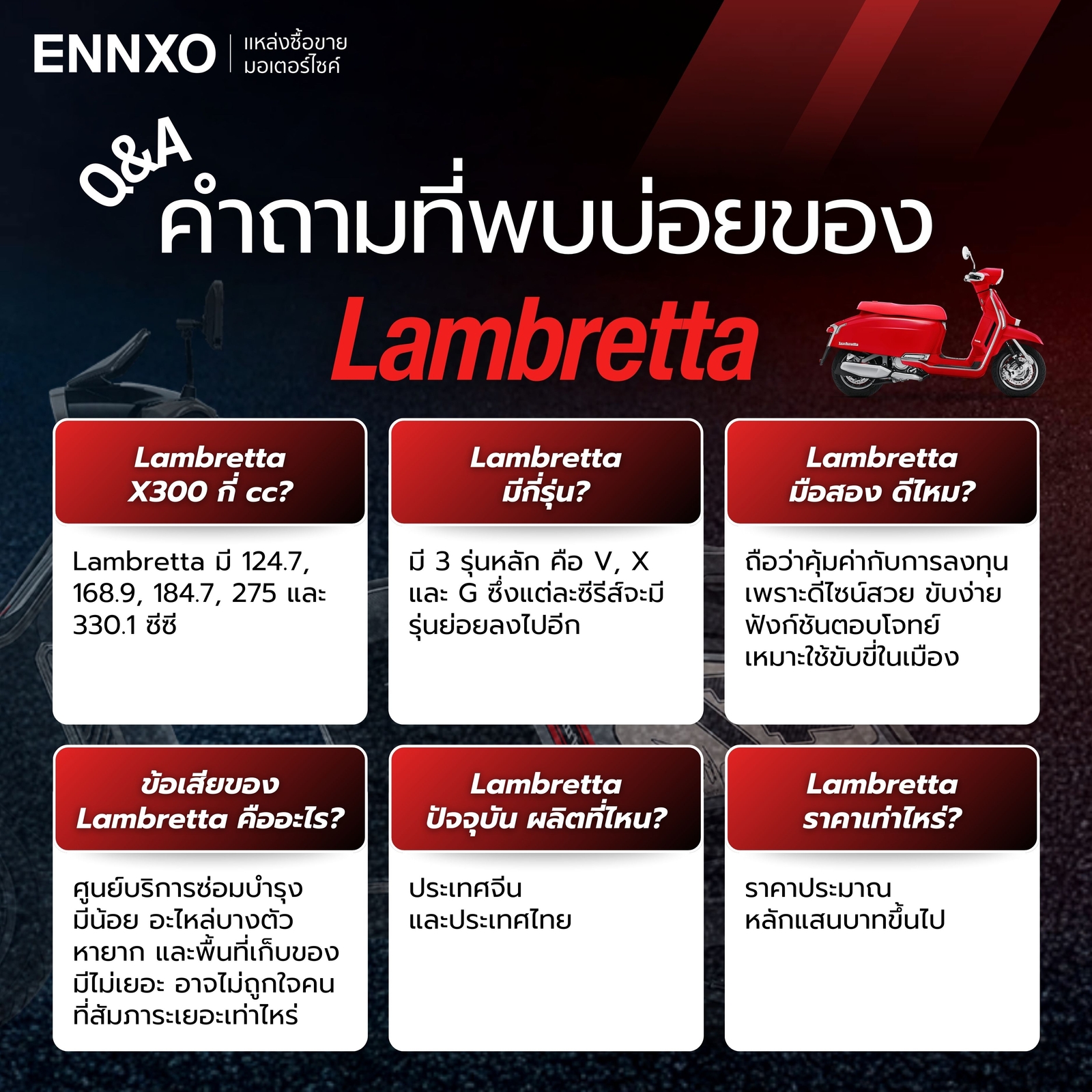 Q&A ยอดฮิตของมอเตอร์ไซค์ Lambretta
