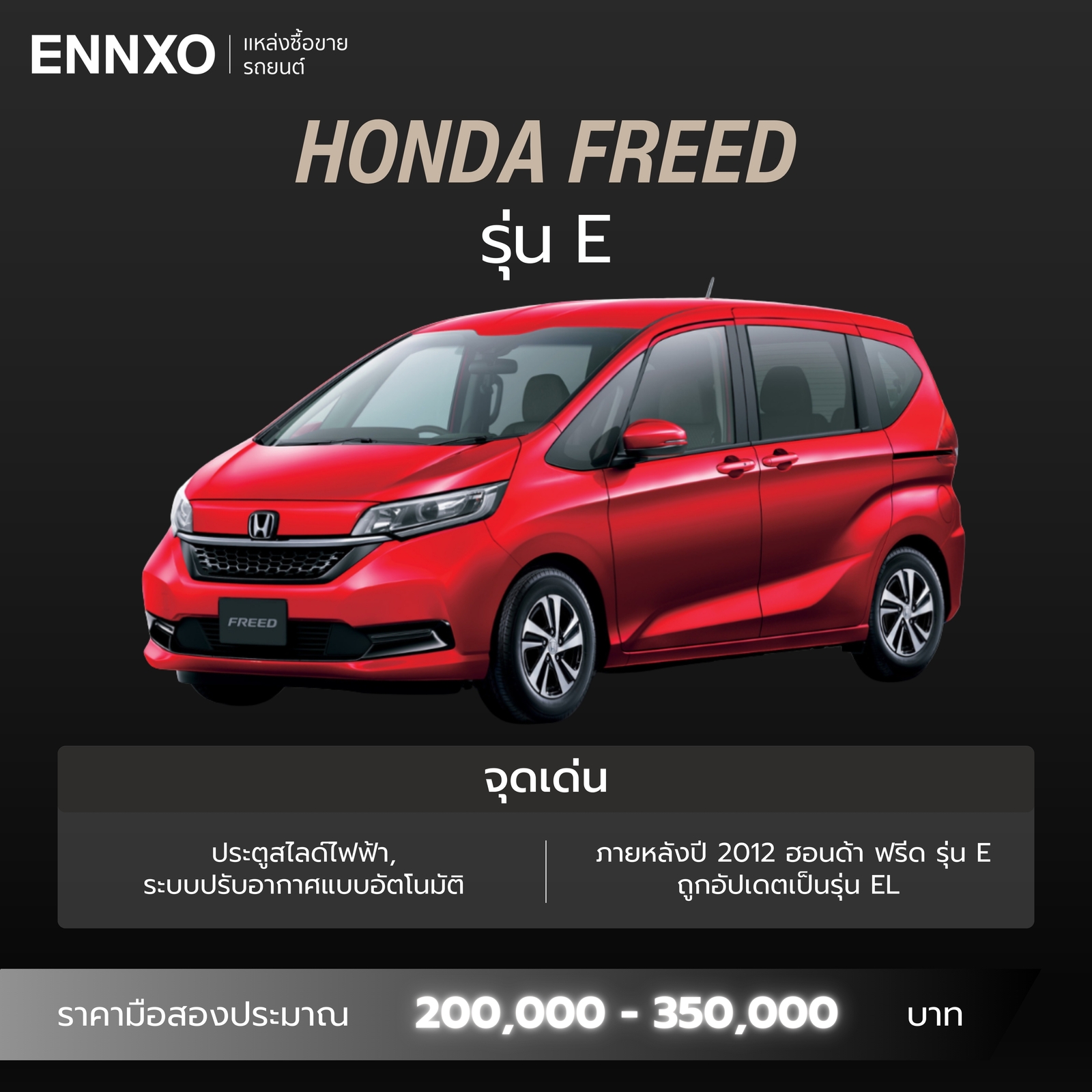 Honda Freed รุ่น E รายละเอียด