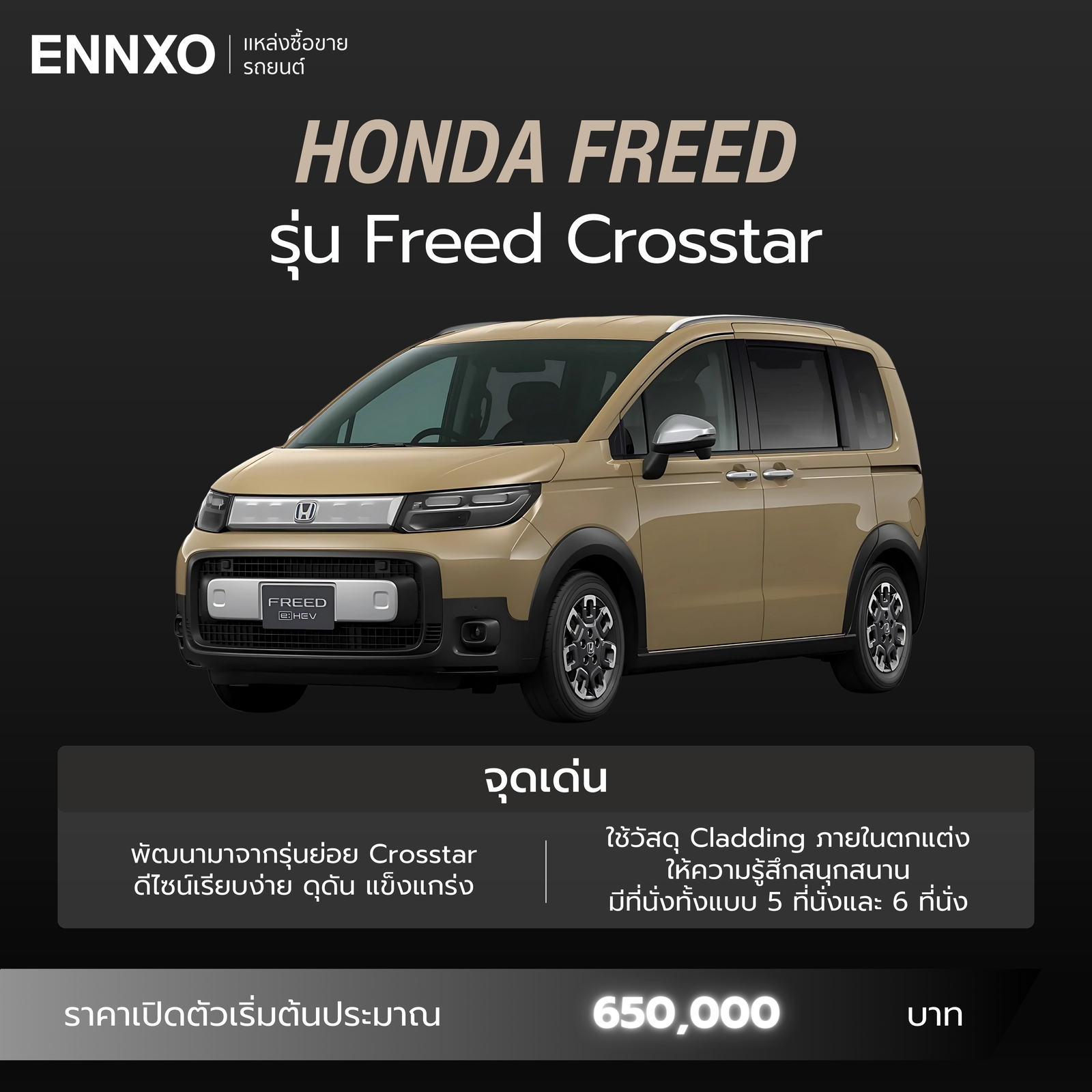 Honda Freed รุ่น Freed Crosstar รายละเอียด