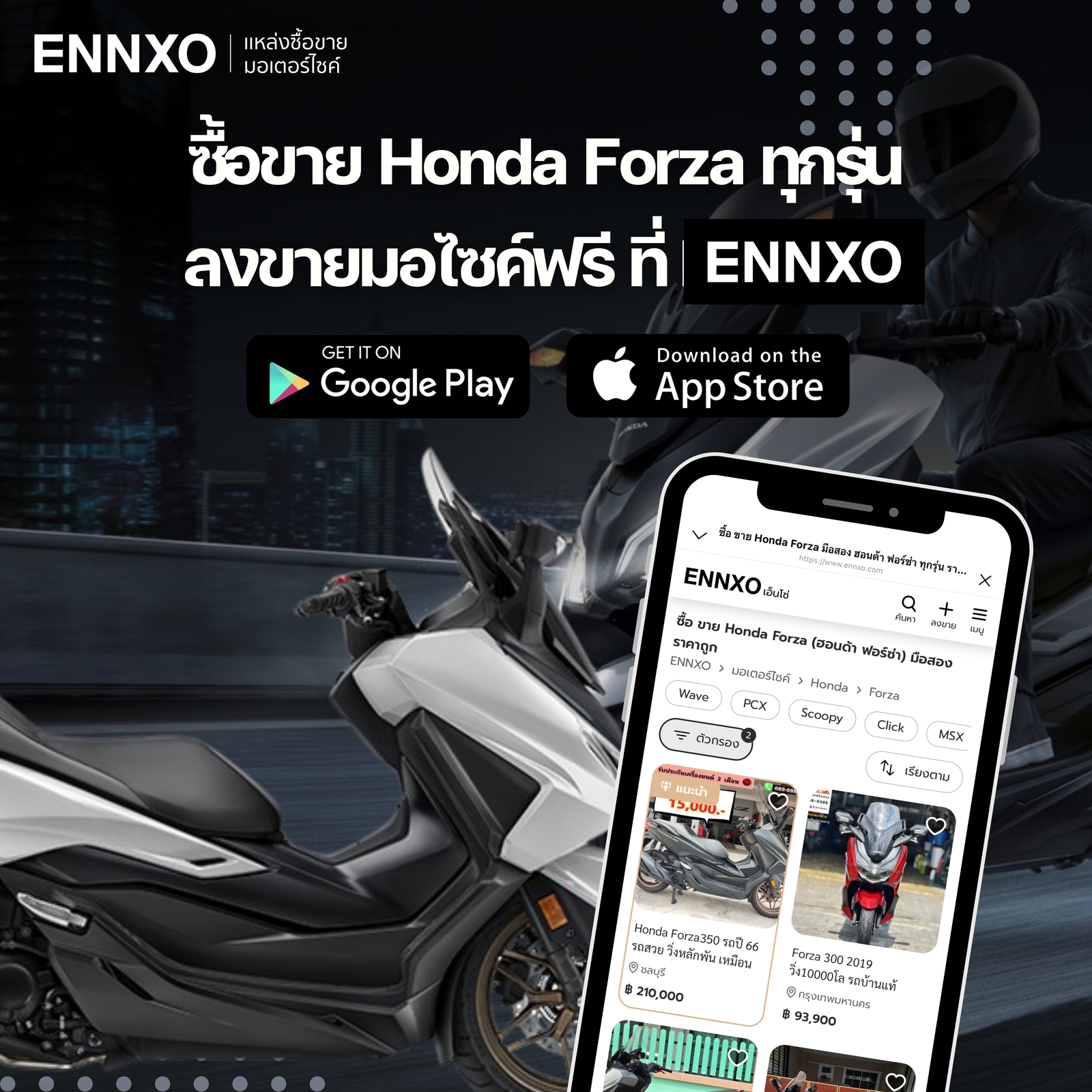 ตลาดซื้อขาย Honda Forza มือสอง