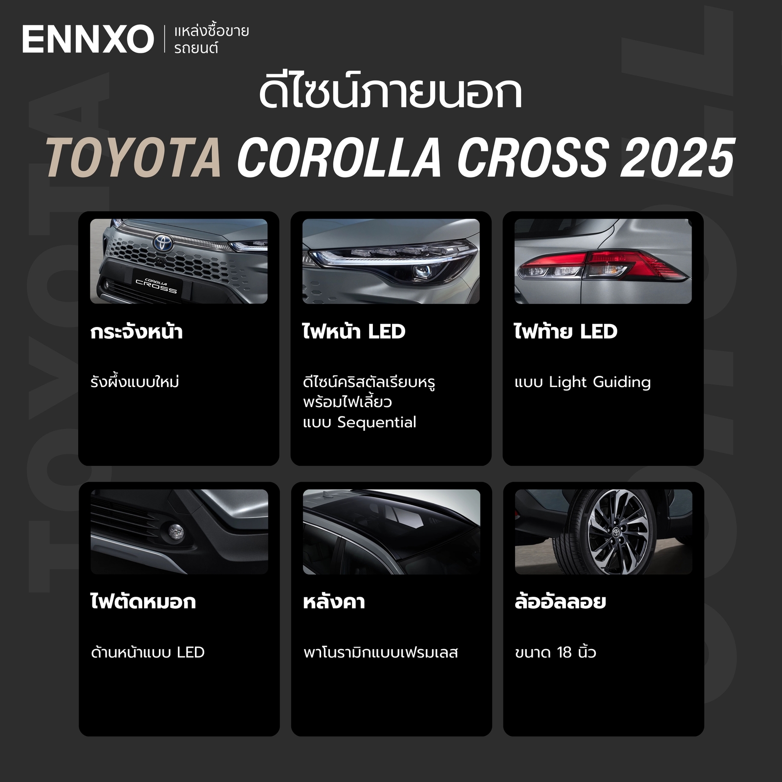 Toyota Corolla Cross 2025 จุดเด่นการดีไซน์ภายนอก