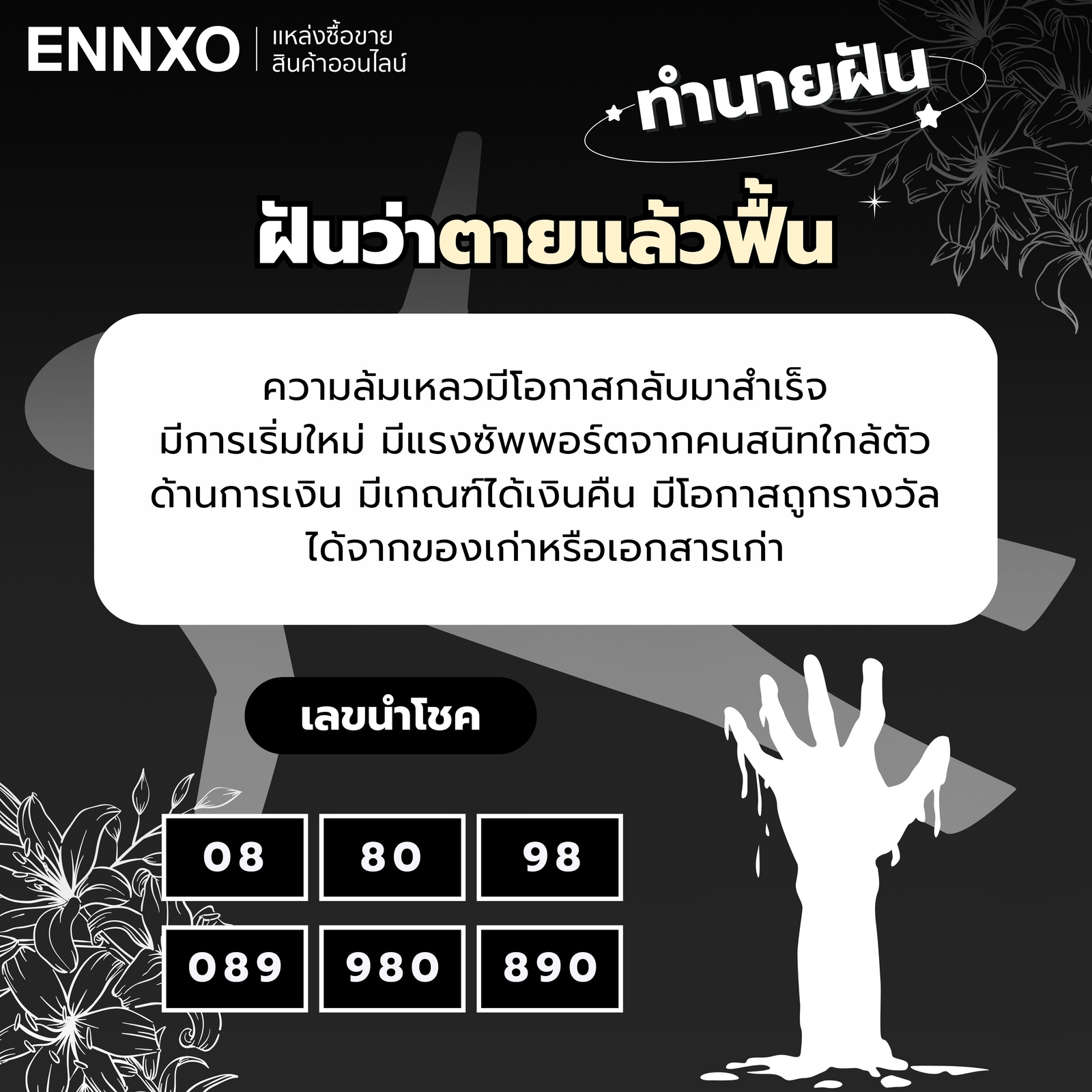 ทำนายฝัน ฝันว่าตายแล้วฟื้น
