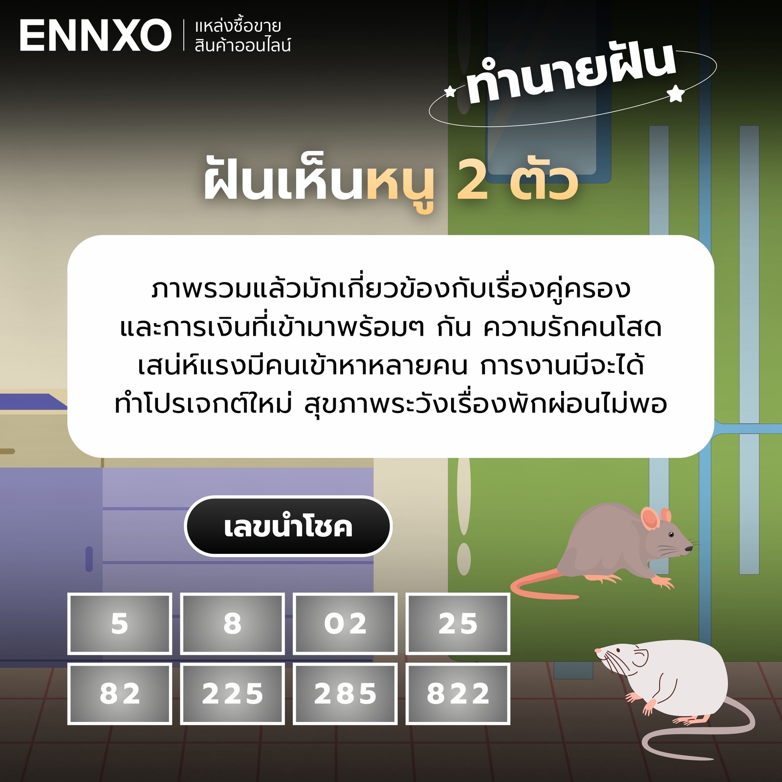 ทำนายฝันเห็นหนู 2 ตัว เลขเด็ด