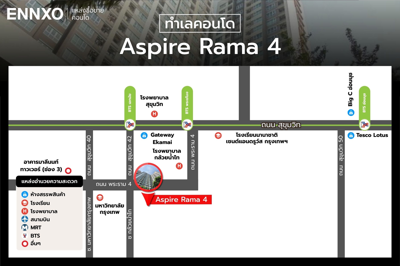 ทำเล สถานที่ใกล้เคียงคอนโด Aspire Rama 4