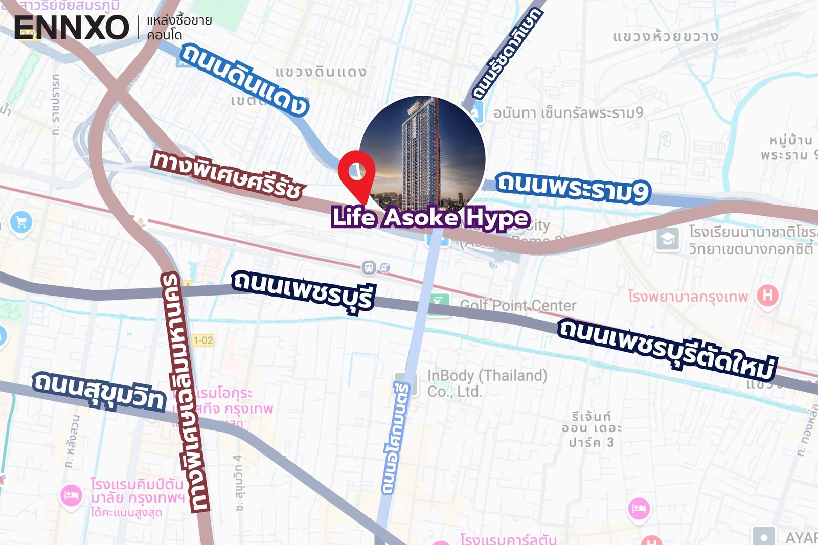 ที่ตั้งคอนโด Life Asoke Hype