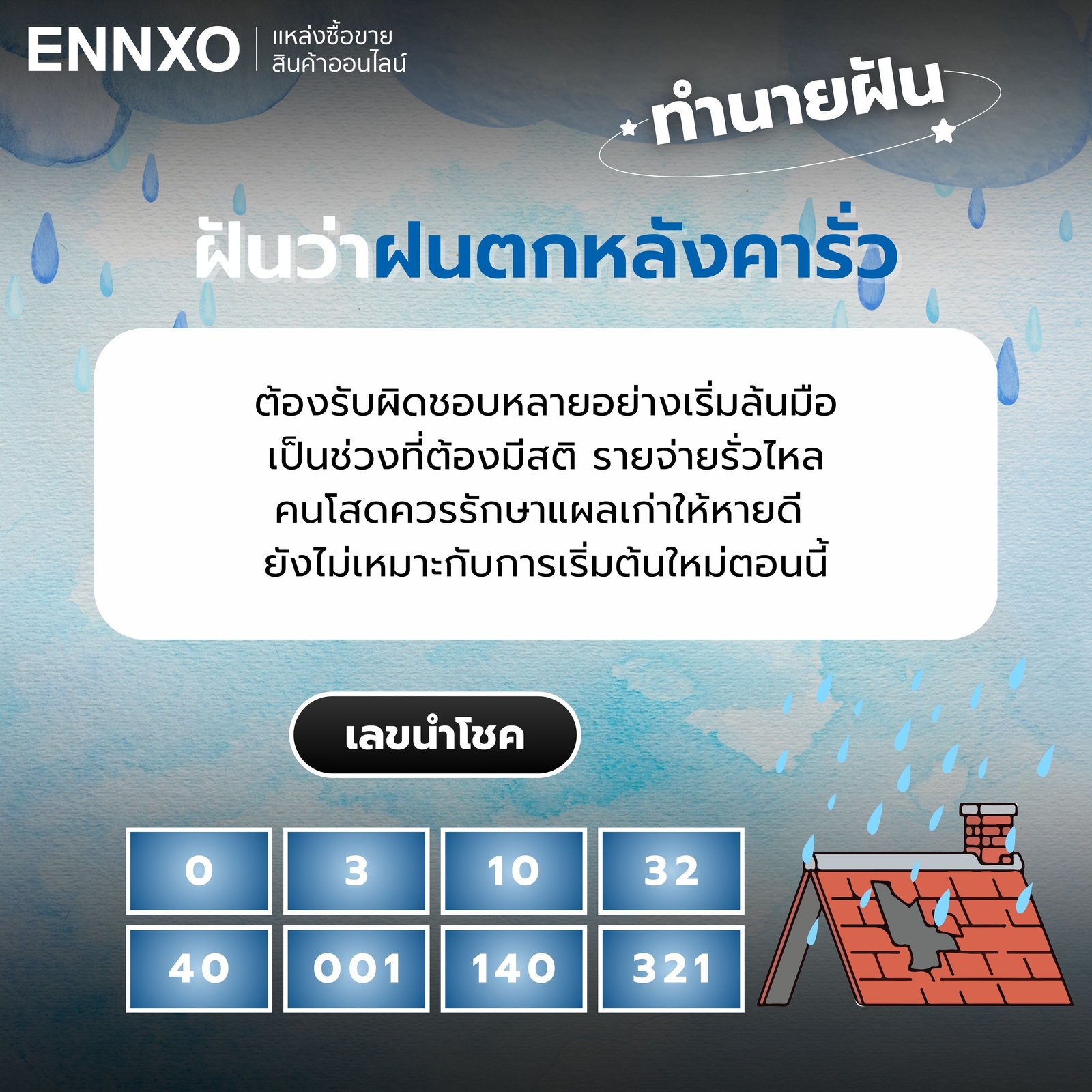 ฝันว่าฝนตกหลังคารั่ว เลขเด็ด