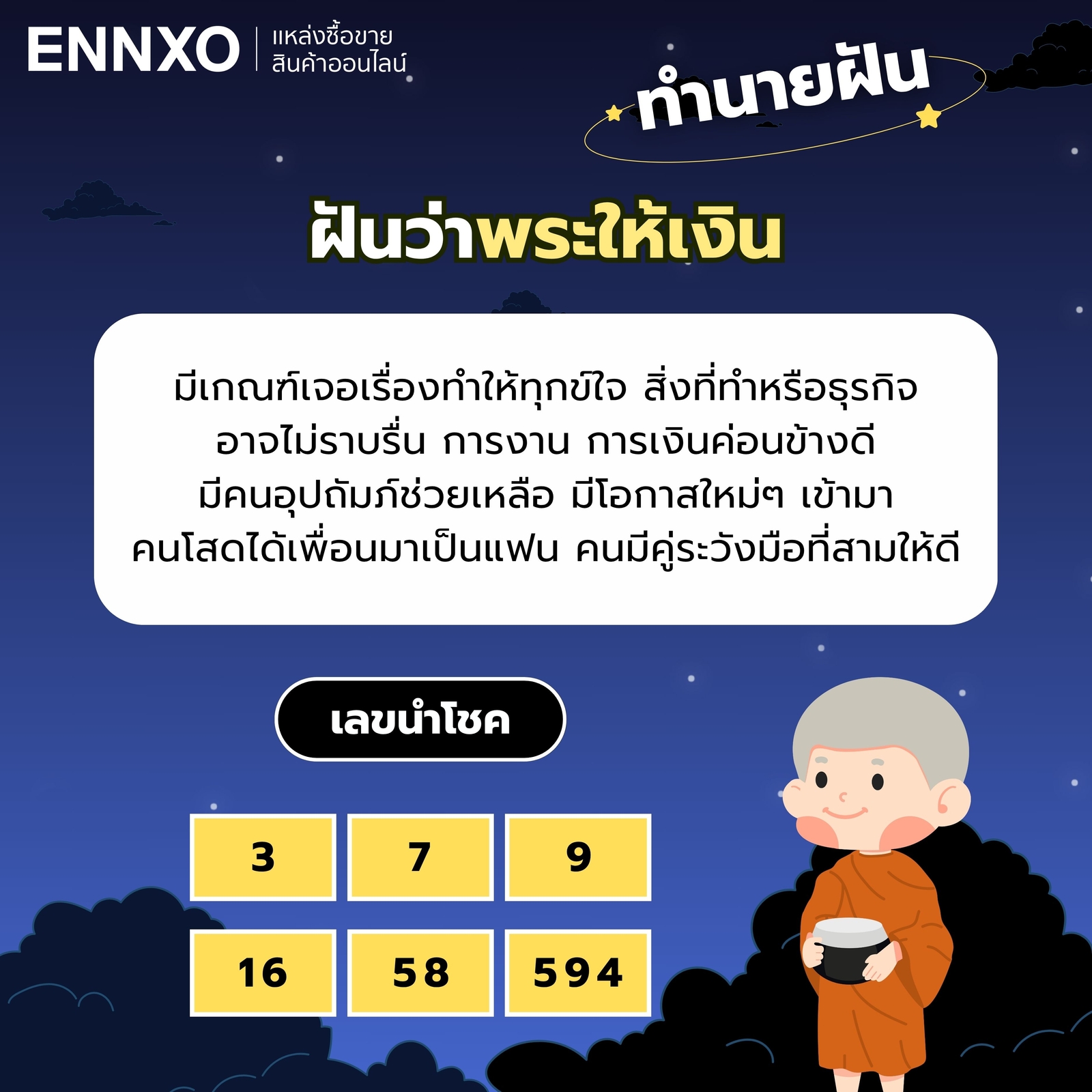 ฝันว่าพระให้เงิน