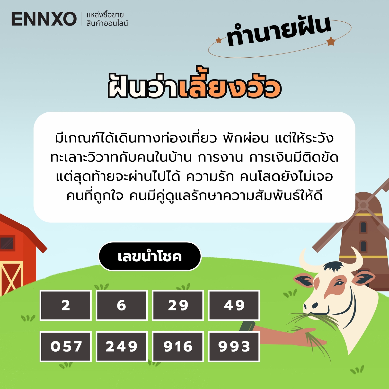 ฝันว่าเลี้ยงวัว เลขเด็ด