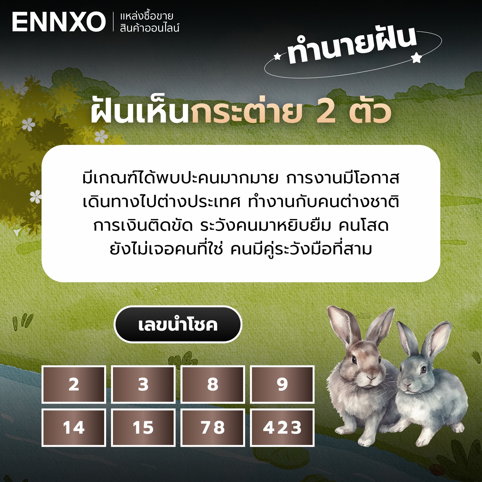 ฝันเห็นกระต่าย 2 ตัว เลขเด็ด