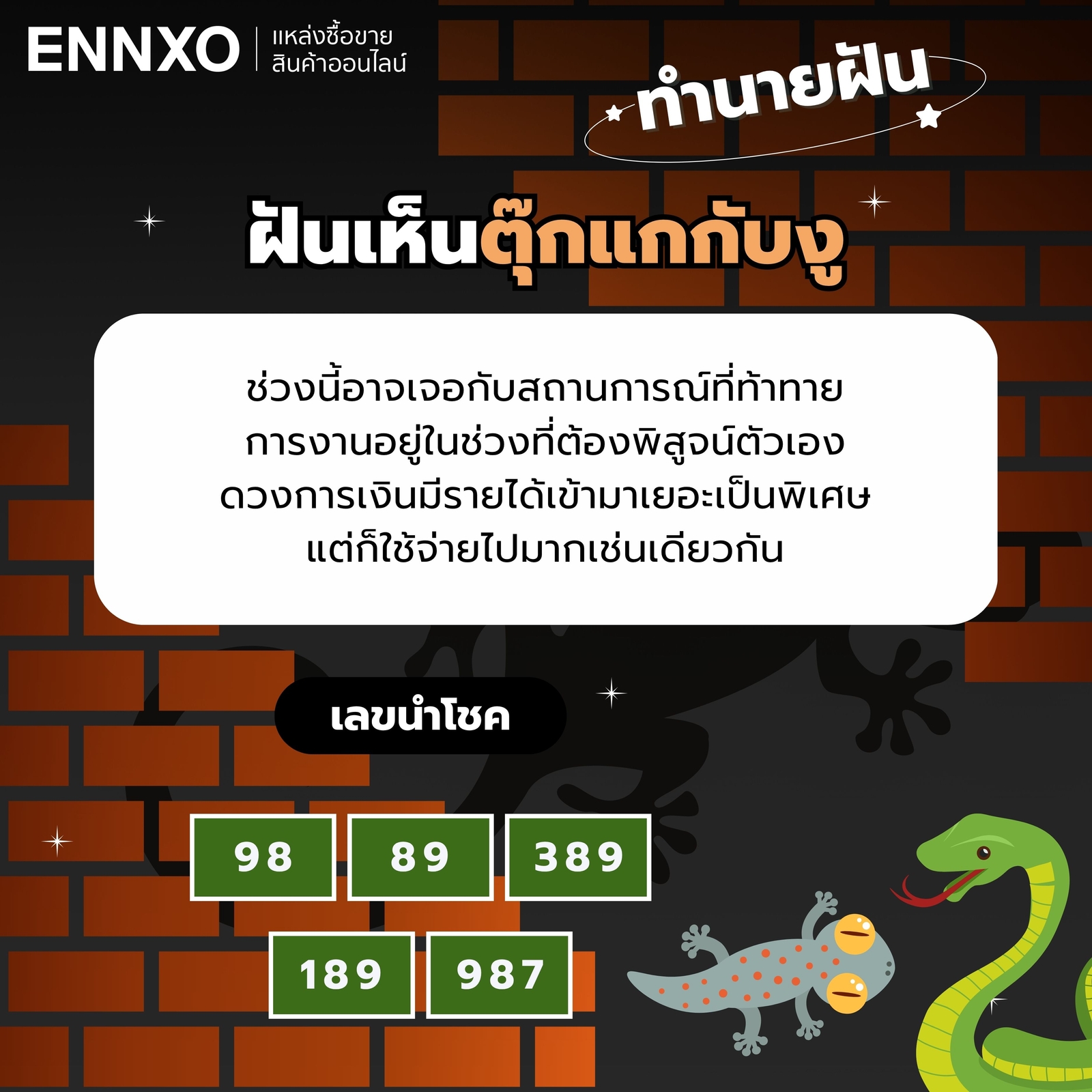 ฝันเห็นตุ๊กแกกับงู-เลขเด็ด