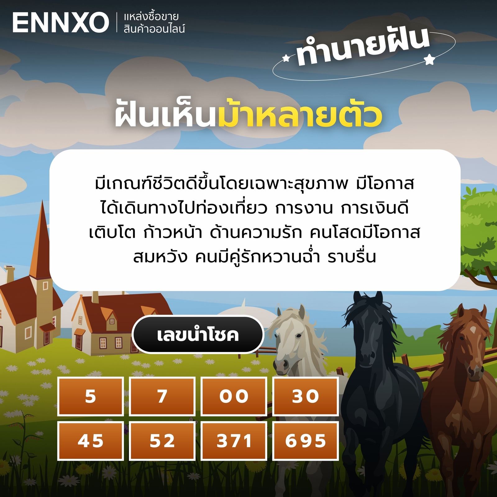 ฝันเห็นม้าหลายตัว เลขเด็ด