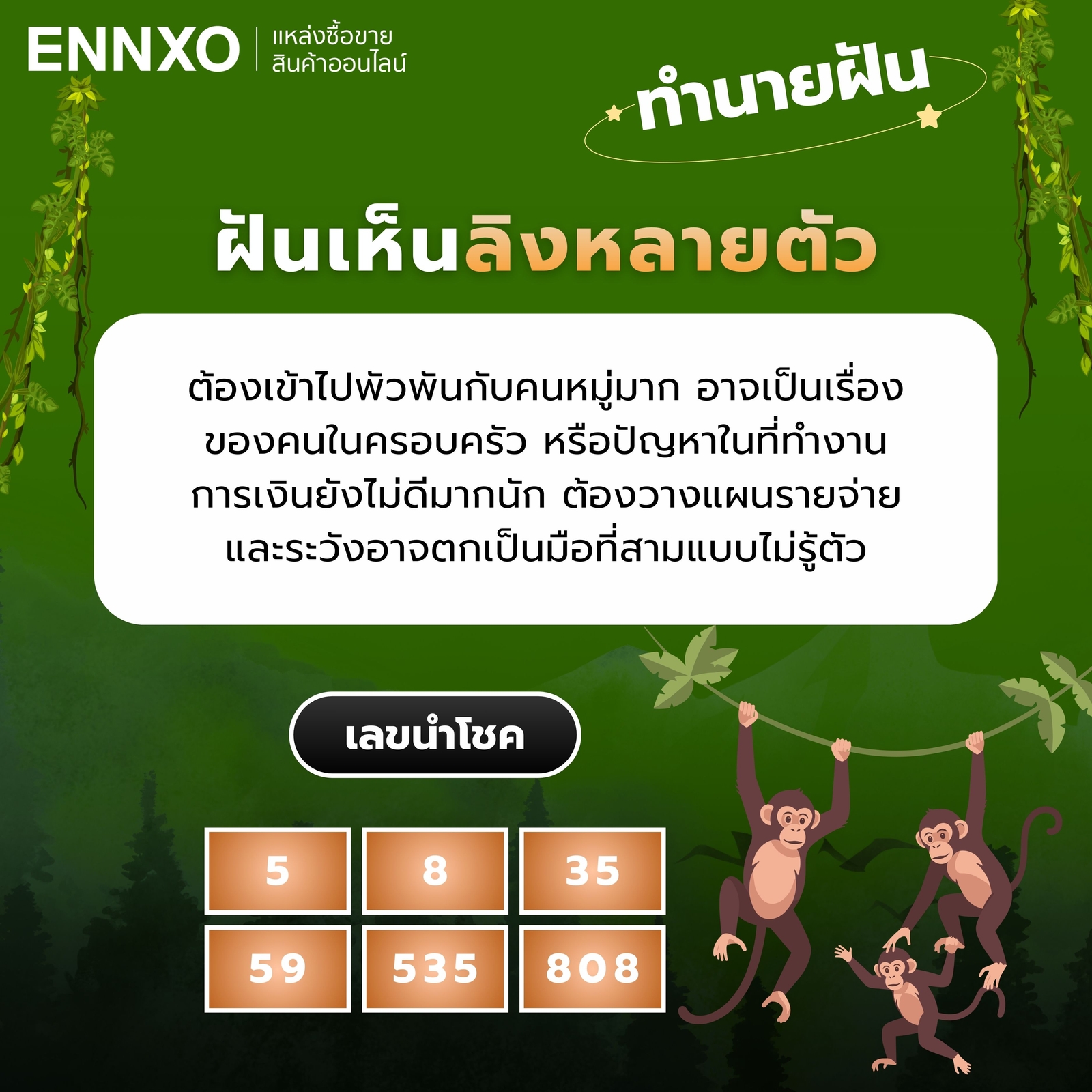 ฝันเห็นลิงหลายตัว-เลขเด็ด