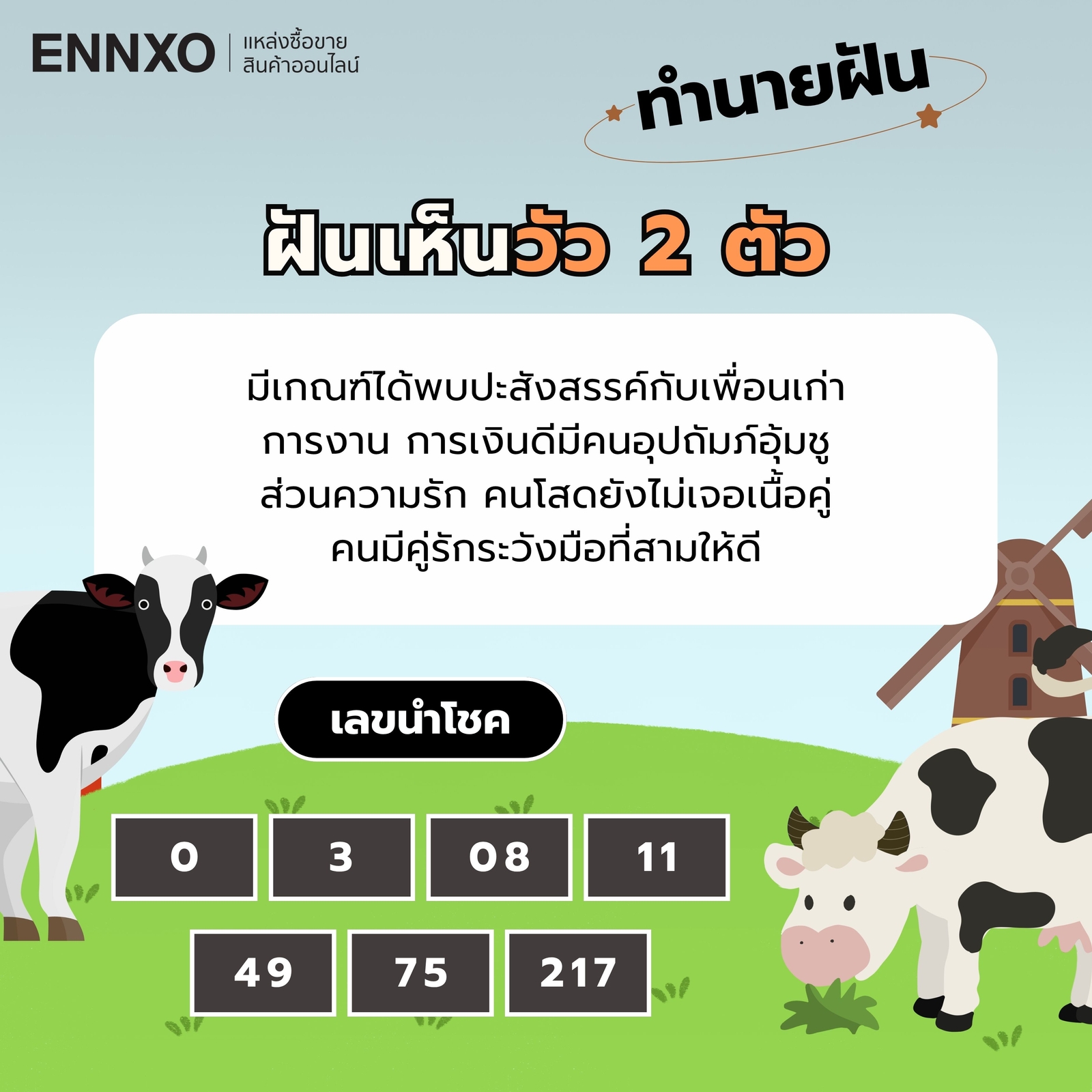 ฝันเห็นวัว 2 ตัว เลขเด็ด