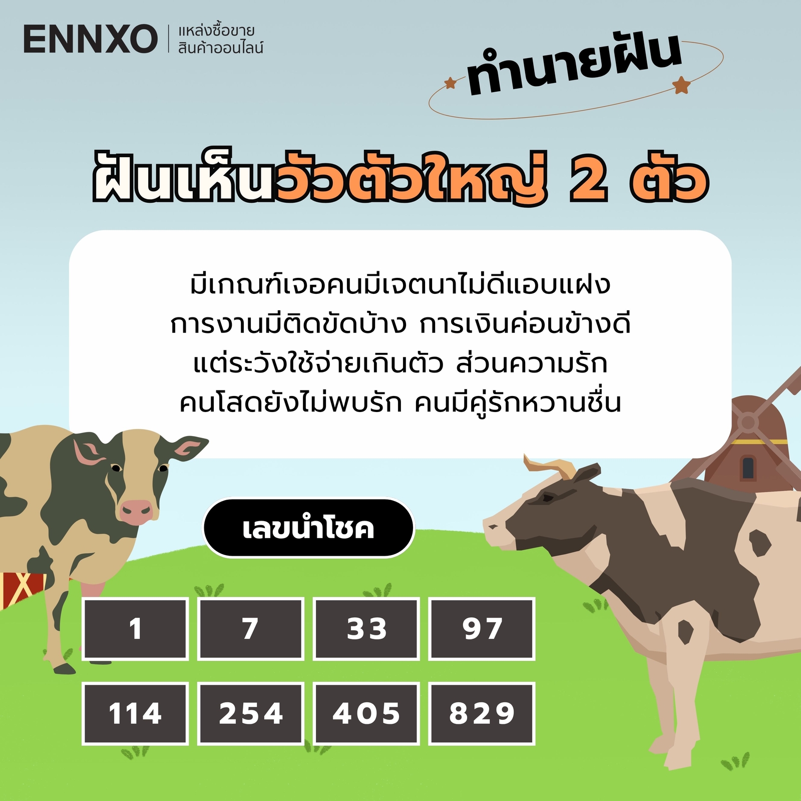 ฝันเห็นวัวตัวใหญ่ 2 ตัว เลขเด็ด