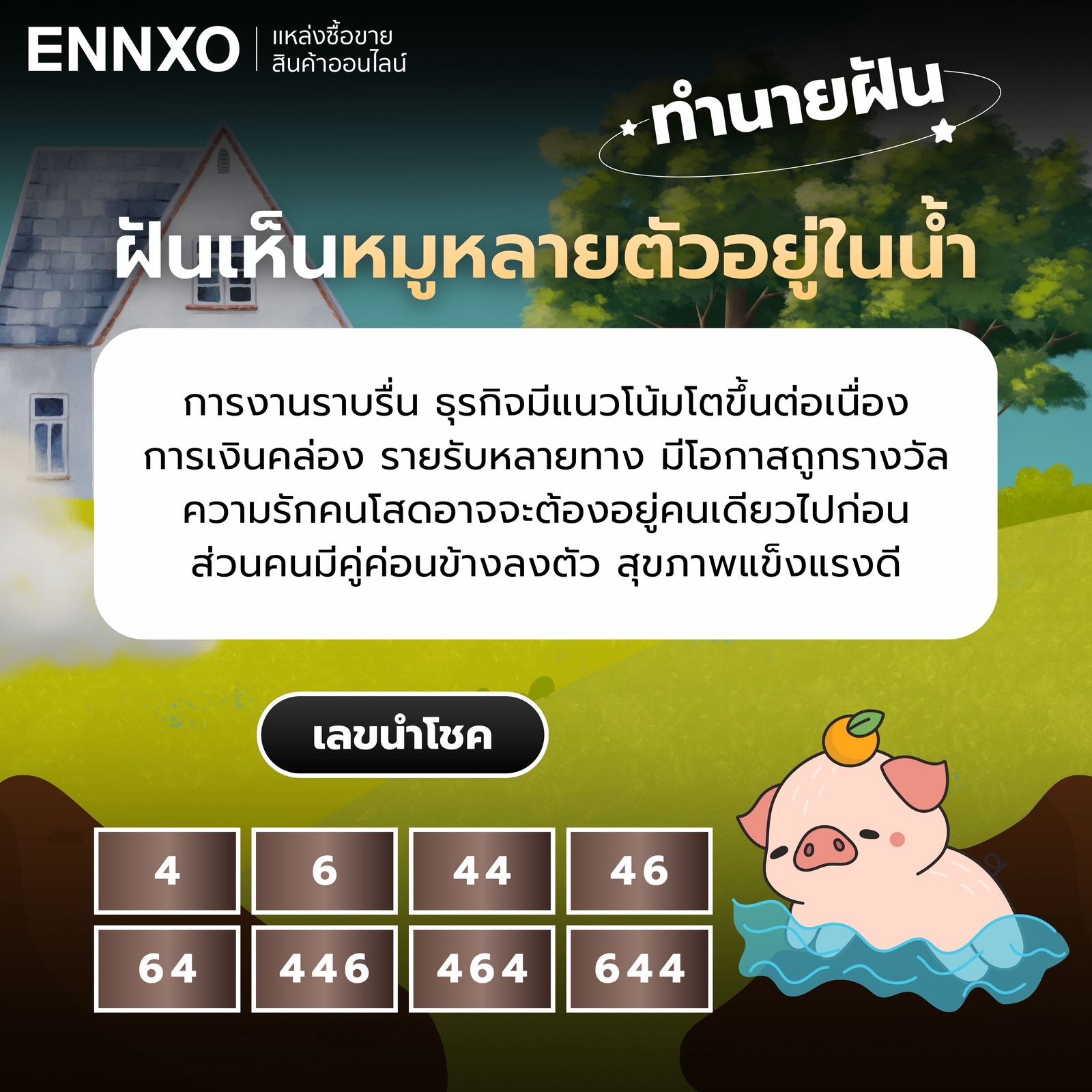 ฝันเห็นหมูหลายตัวอยู่ในน้ำ เลขเด็ด