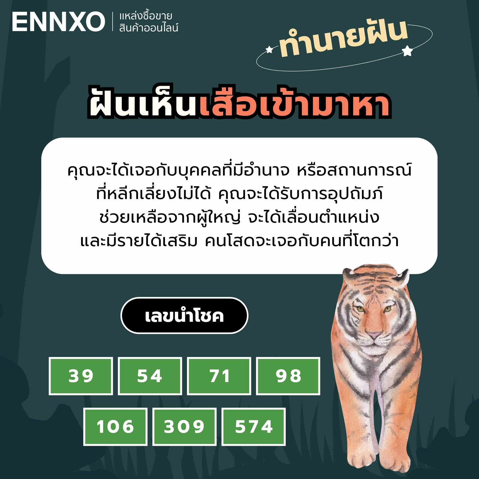 ฝันเห็นเสือเข้ามาหา ทำนายฝัน เลขเด็ด