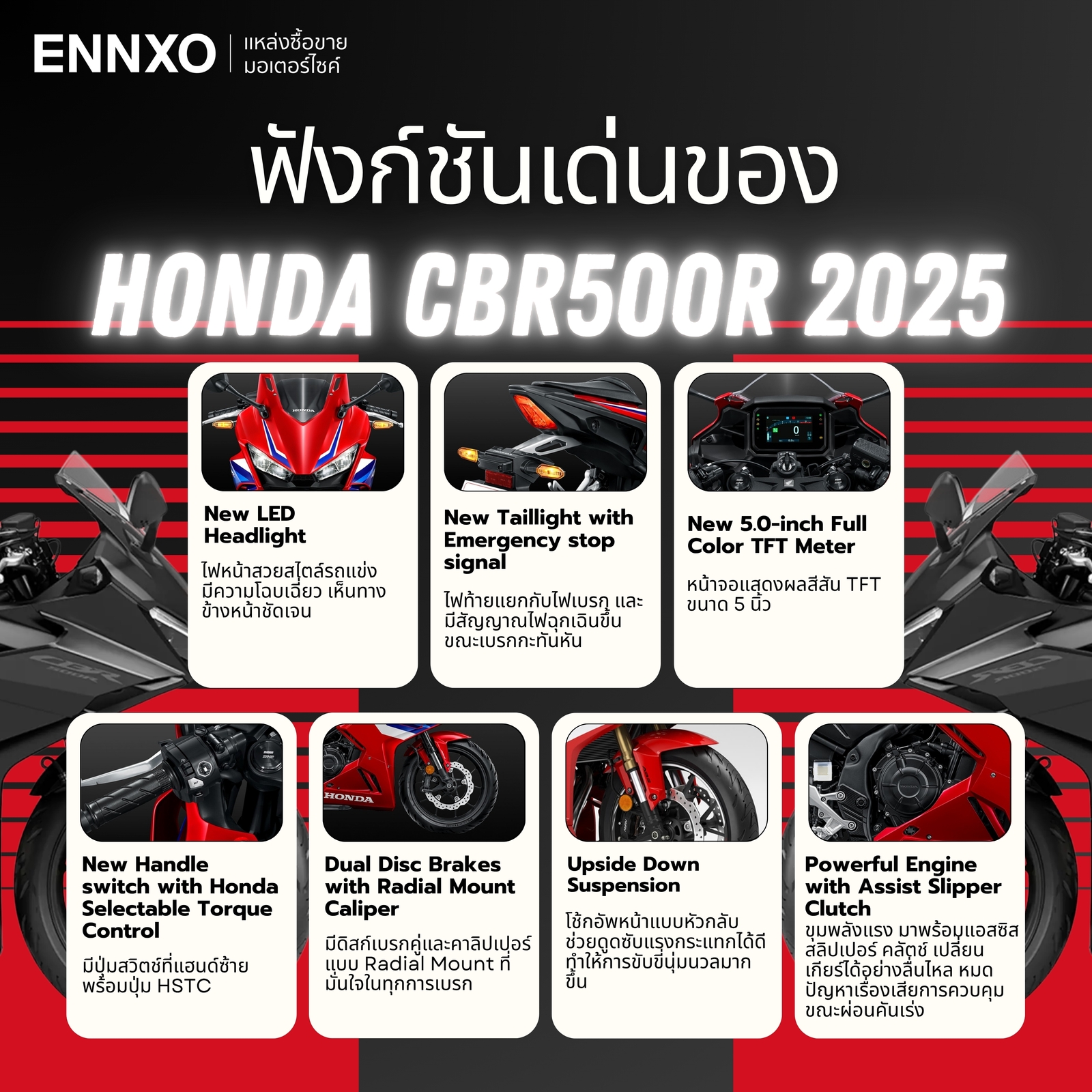จุดเด่นของ Honda CBR500R 2025