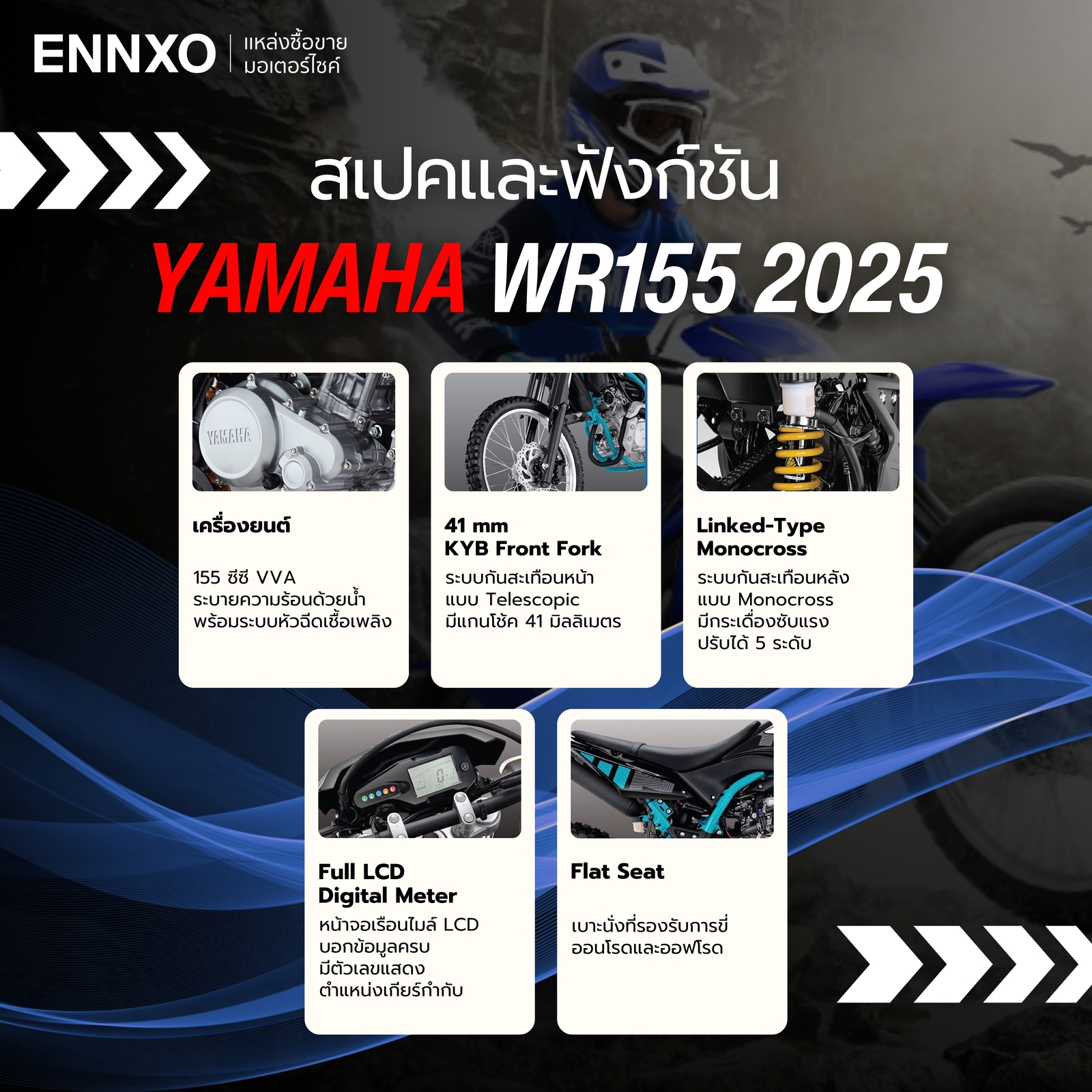 สเปคและฟังก์ชันเด่นๆ ของ Yamaha WR155 2025