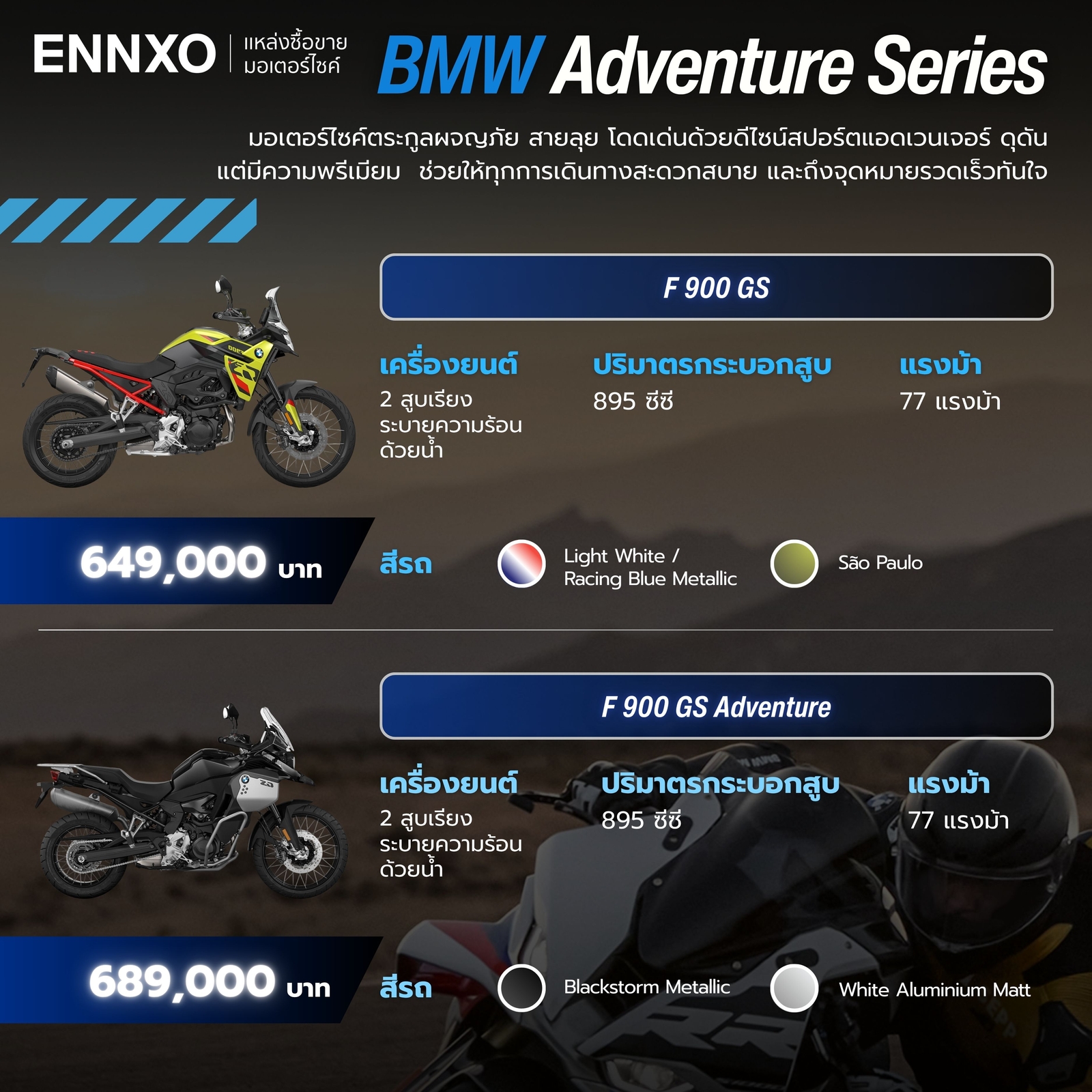 มอเตอร์ไซค์ BMW F900GS และ BMW F900GS Adventure