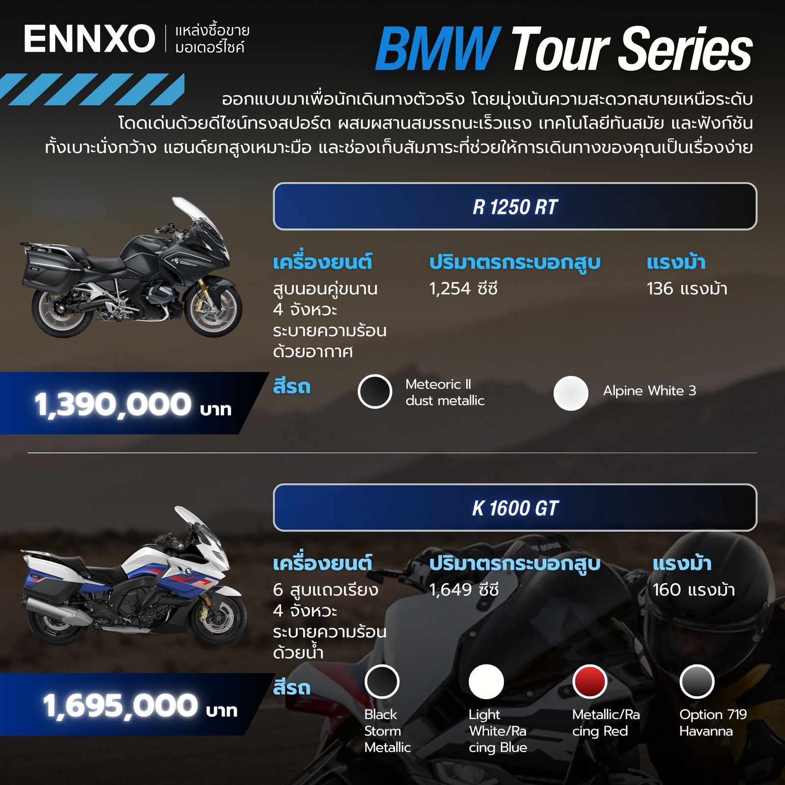 มอเตอร์ไซค์ BMW R1250RT และ BMW K1600GT
