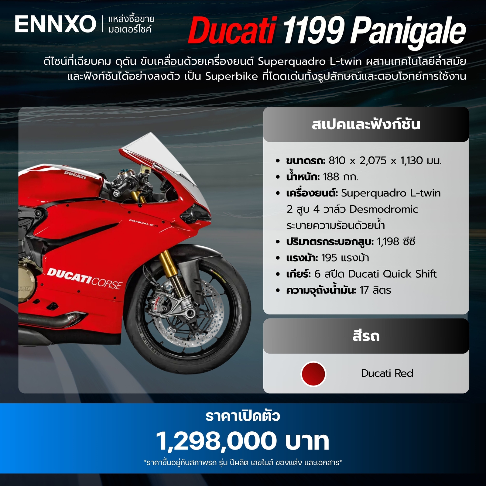 Ducati 1199 Panigale มีแรงม้าเท่าไหร่