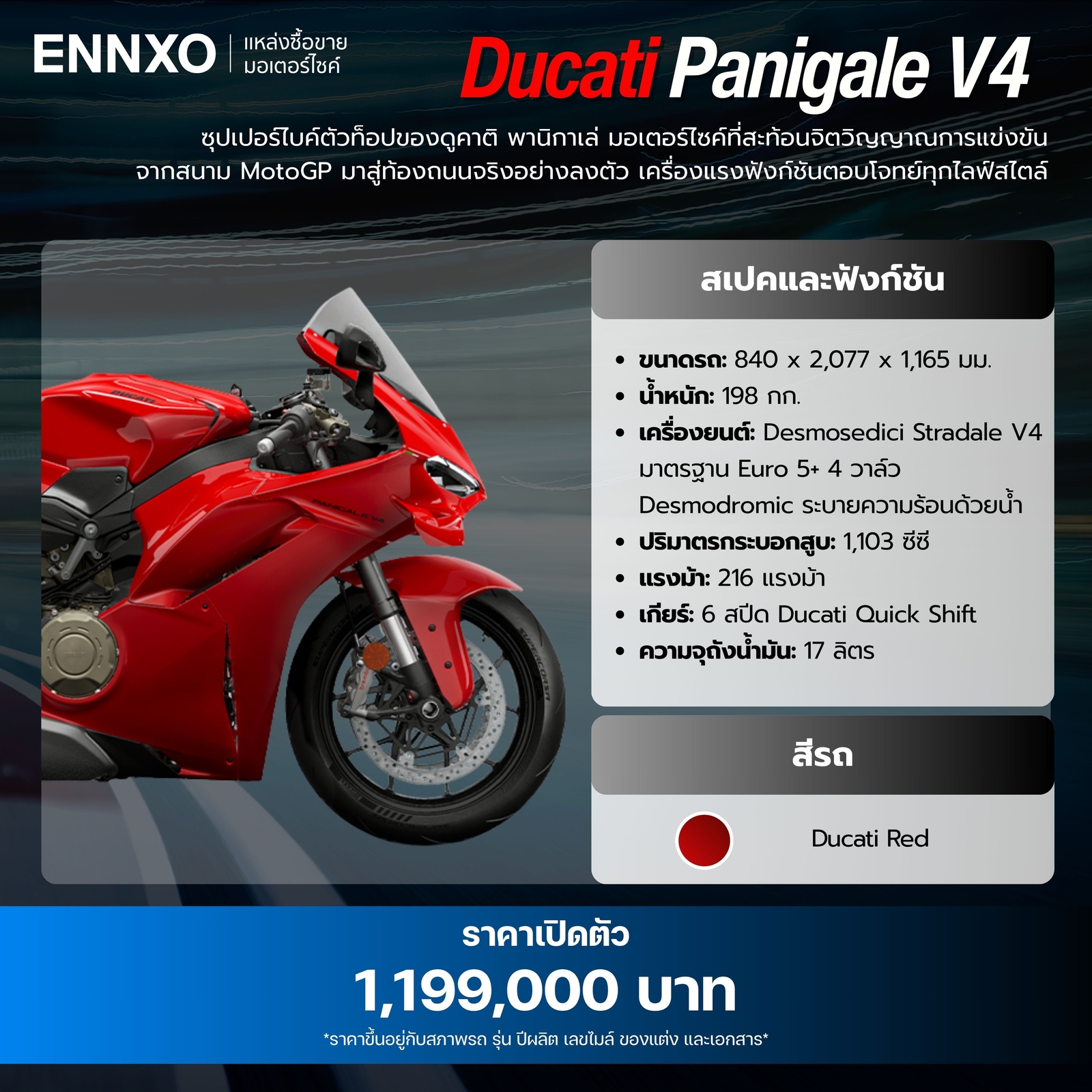 Ducati Panigale V4 ราคาเท่าไหร่