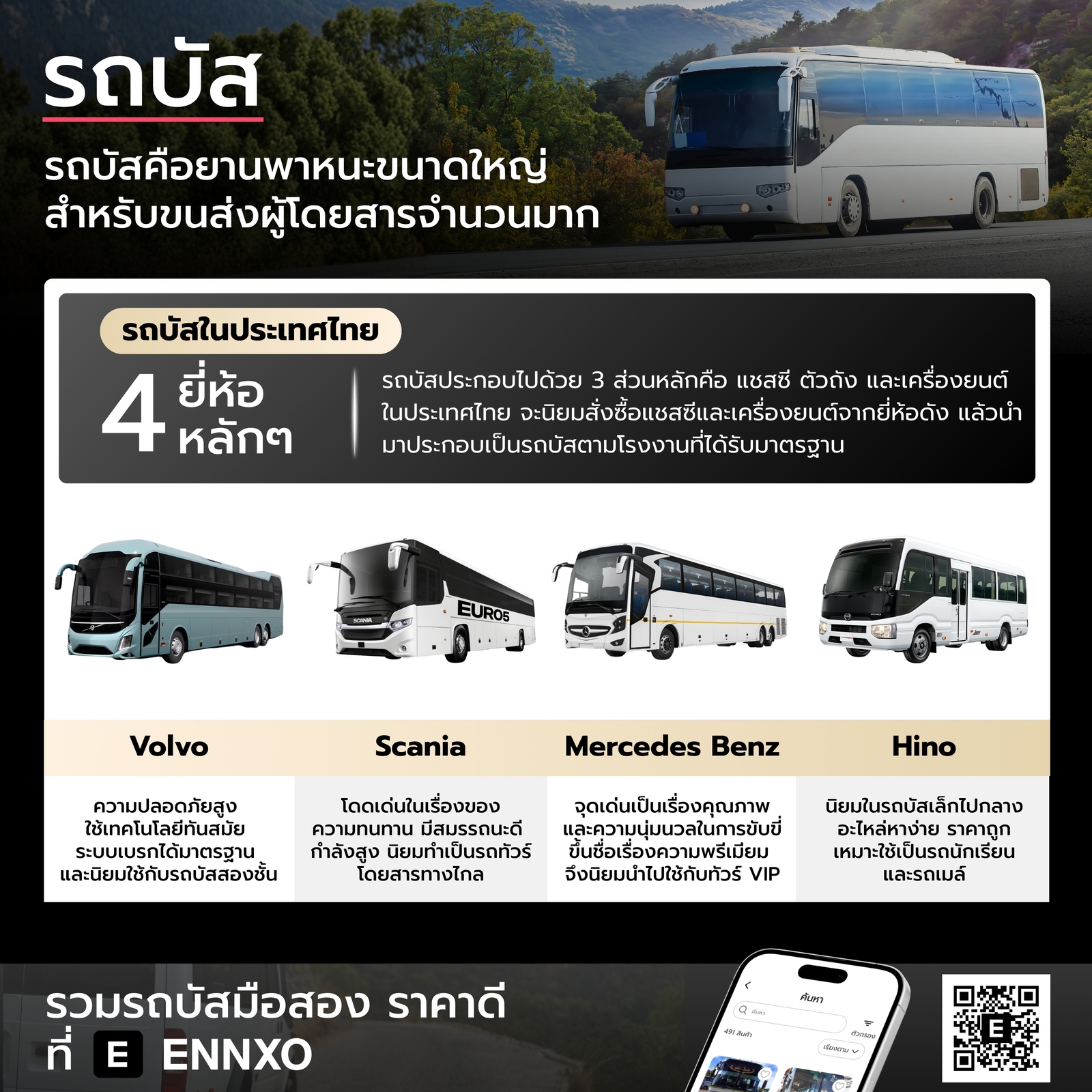 รถบัส มียี่ห้อนิยมอะไรบ้าง