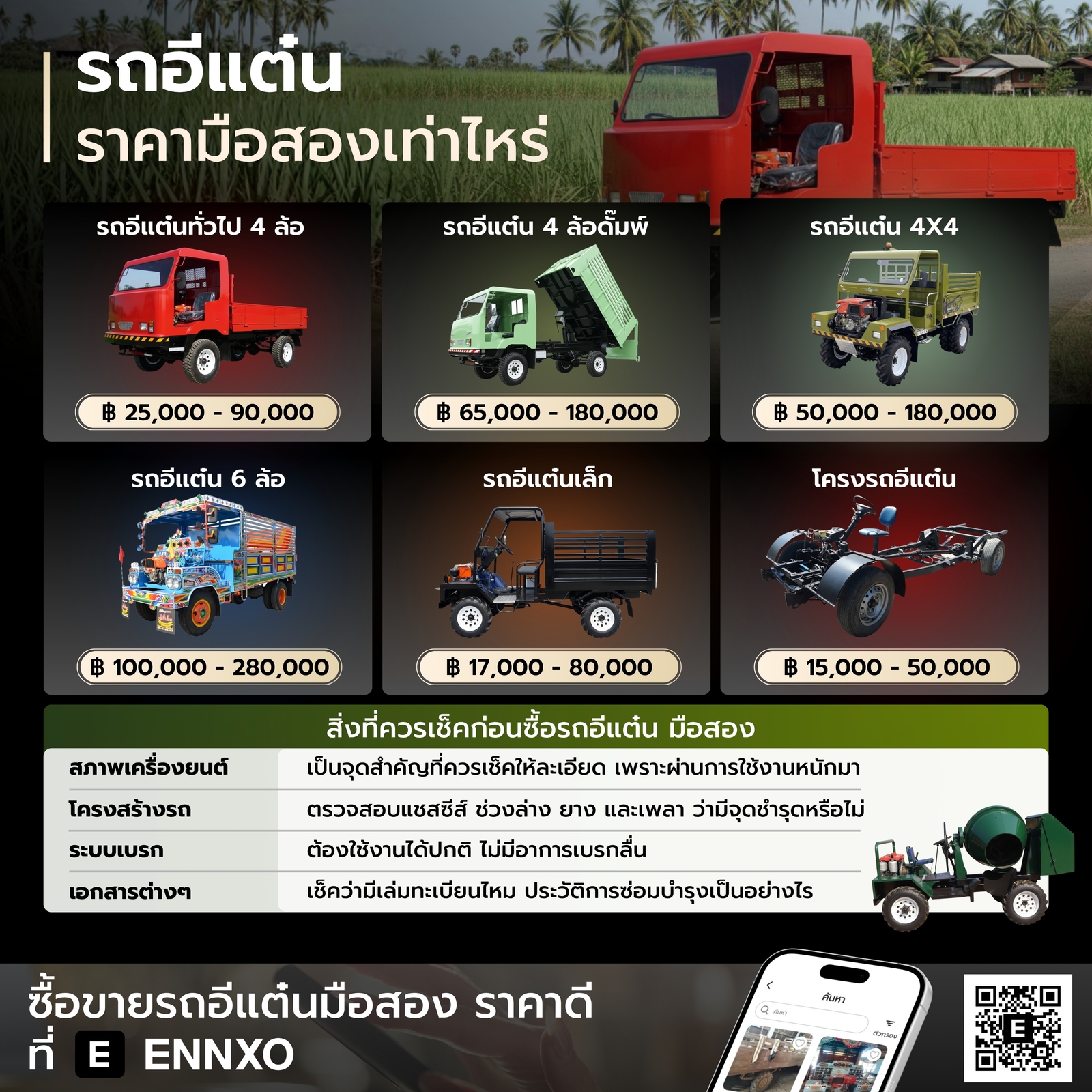 ราคามือสองรถอีแต๋นแต่ละประเภท