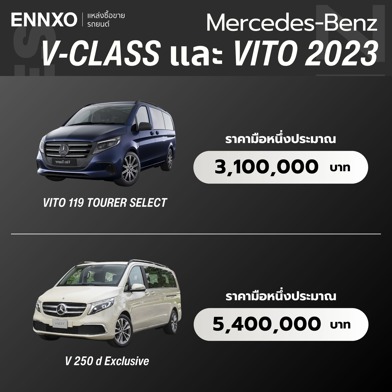 เบนซ์ V-Class และ Vito 2023 ราคา