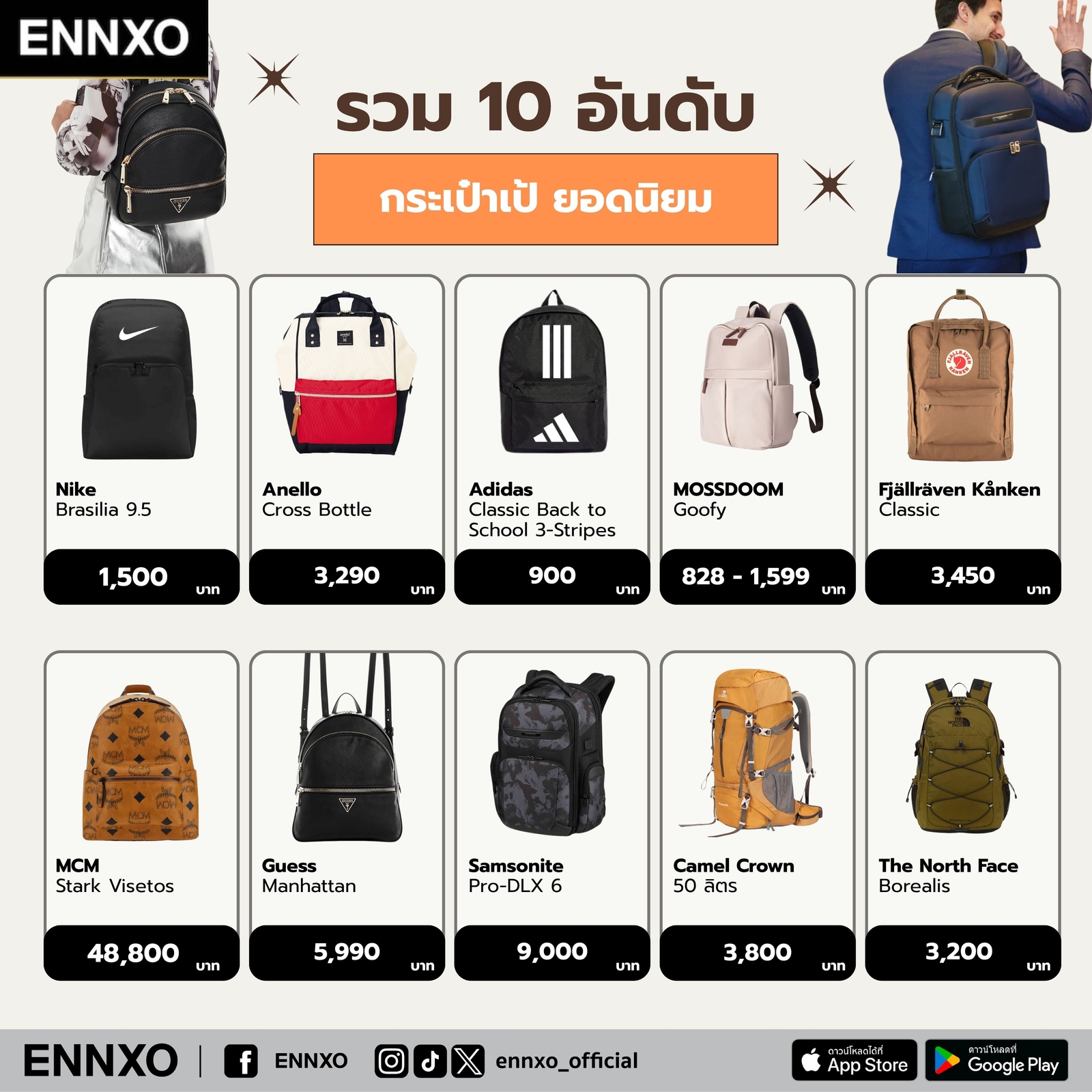 แนะนำ 10 อันดับกระเป๋าเป้ยอดฮิต
