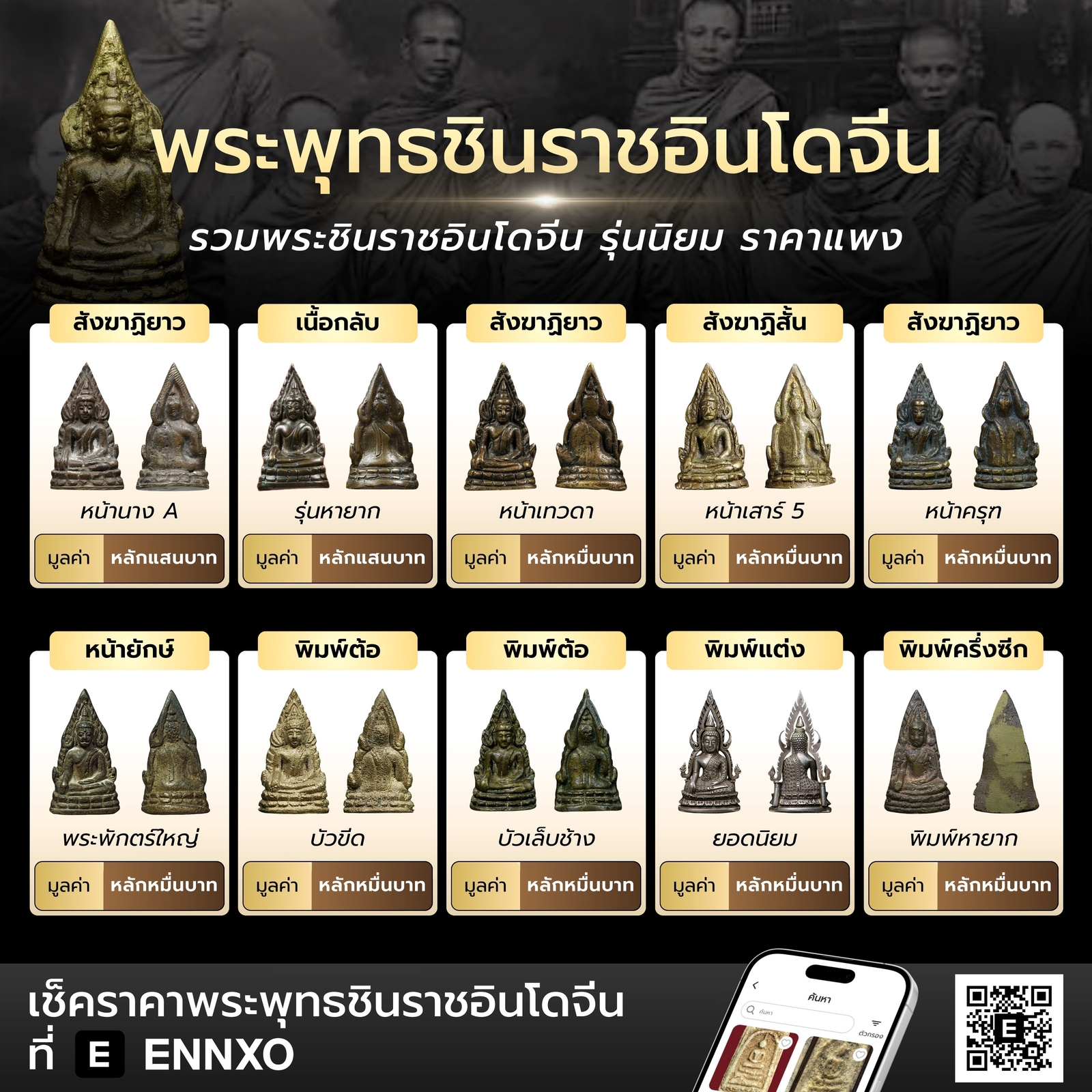 รวมพระพุทธชินราชอินโดจีน ทุกรุ่นนิยม ราคาแพง