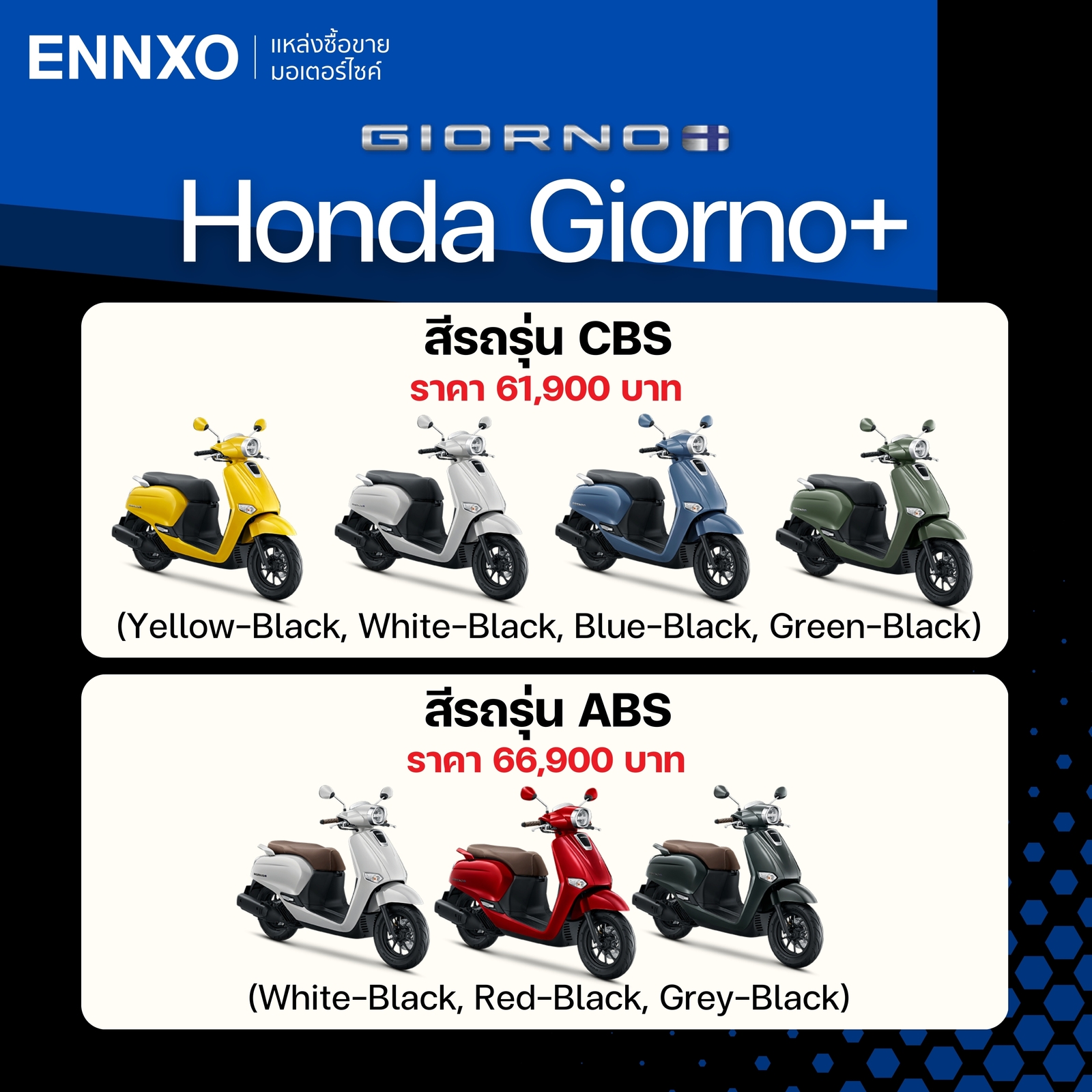 ข้อมูลรถ Honda Giorno Plus