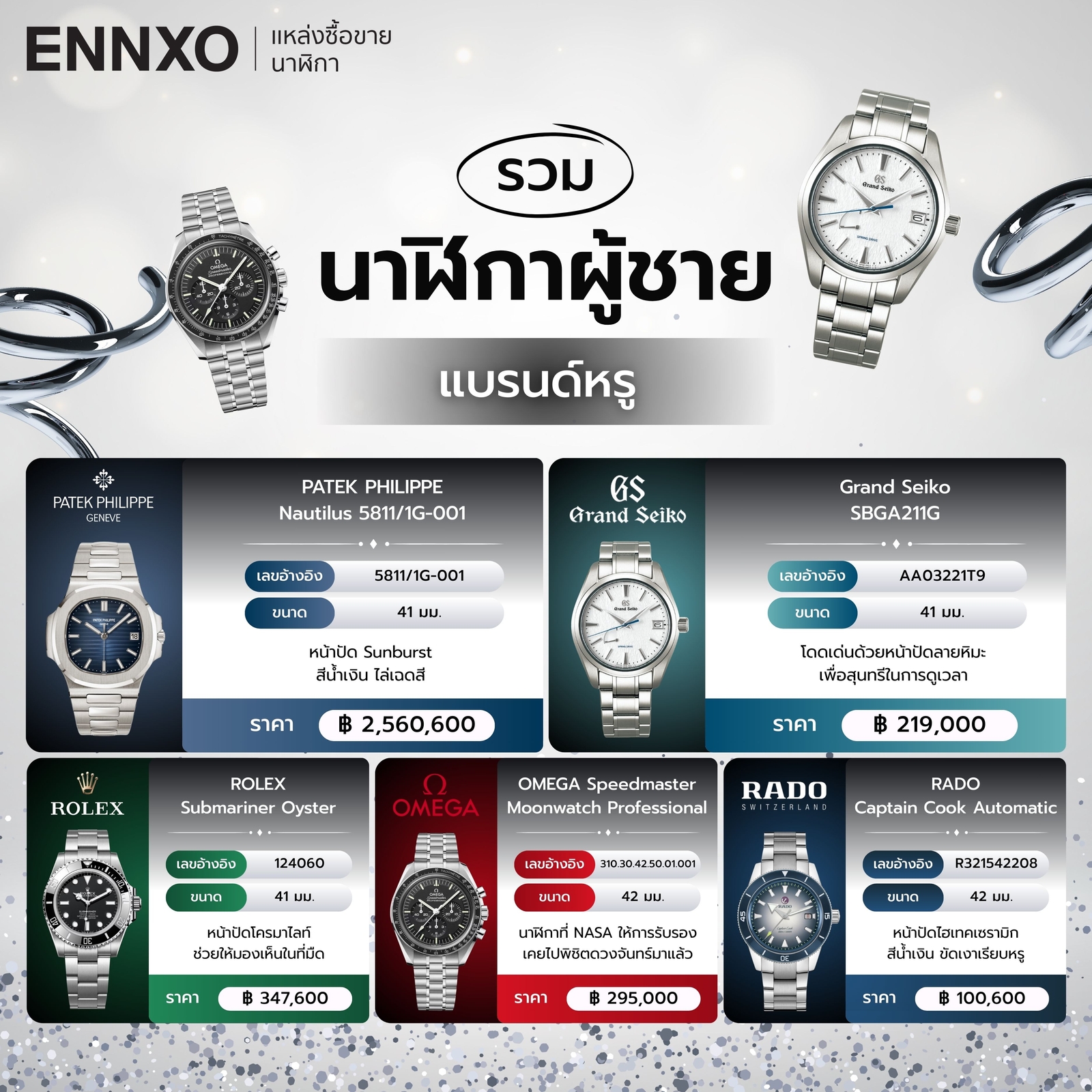 รวมนาฬิกาผู้ชายแบรนด์หรู