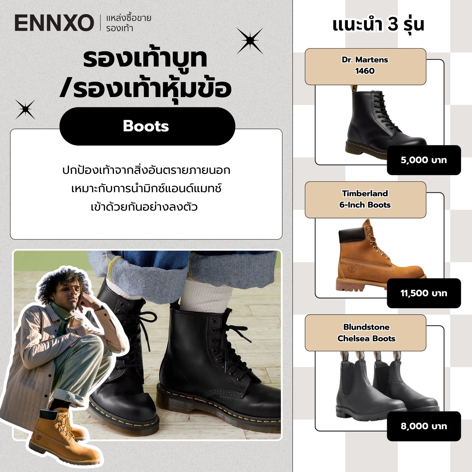 รองเท้าบูท รองเท้าหุ้มข้อ Unisex รุ่นไหนฮิต