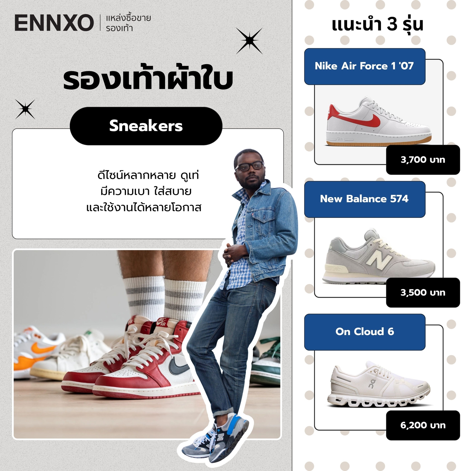 รองเท้าผ้าใบผู้ชายเท่ๆ ยอดฮิต