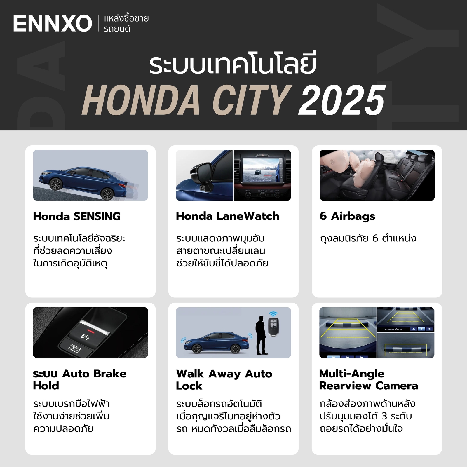 เทคโนโลยี และฟังก์ชันเด่นของ Honda CIty