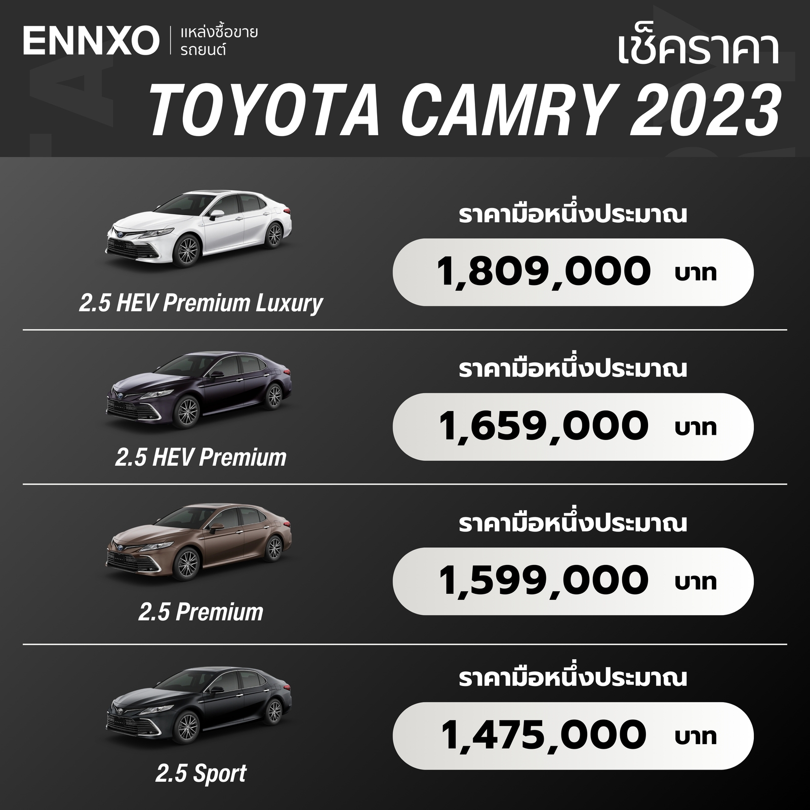 Toyota Camry 2023 ราคาเท่าไหร่