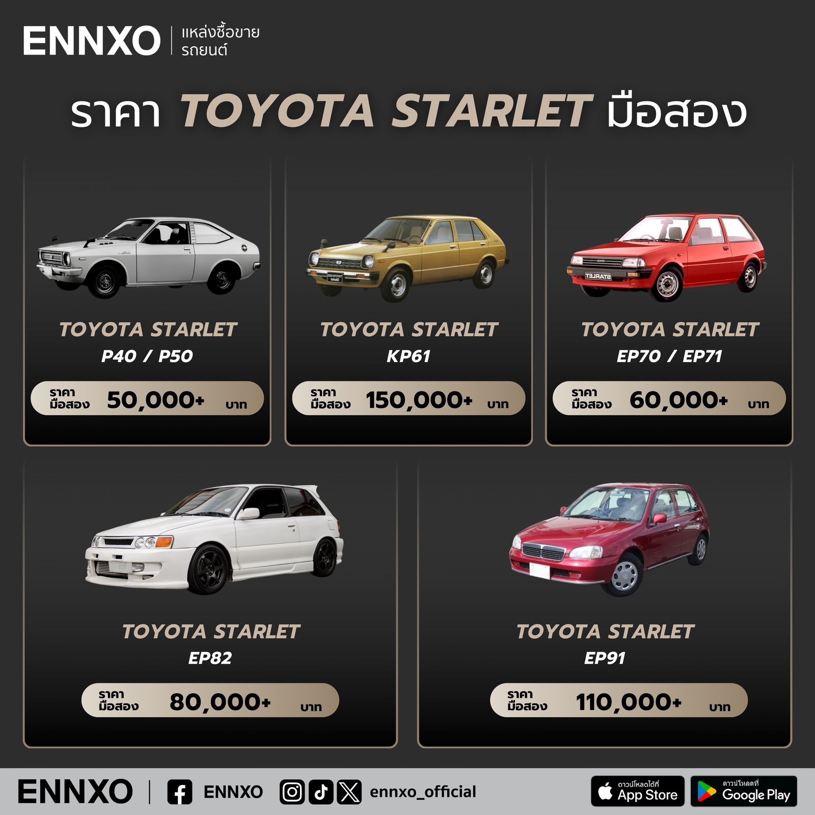 Toyota Starlet มือสอง ราคามือสองในปัจจุบัน