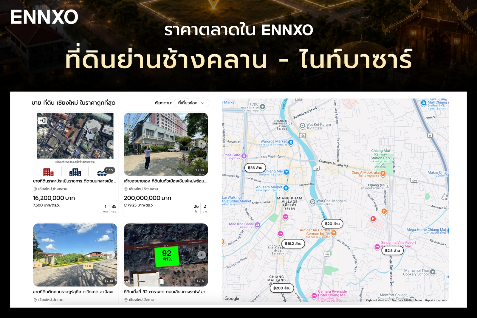 ที่ดินย่านช้างคลาน-ไนท์บาซาร์ ราคาในตลาด
