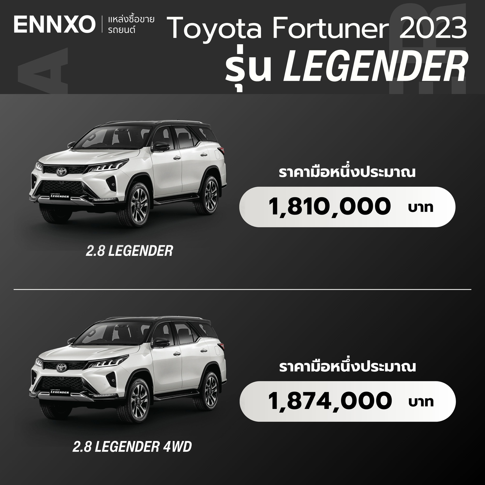 ราคา Toyota Fortuner 2023 รุ่น Legender อื่นๆ