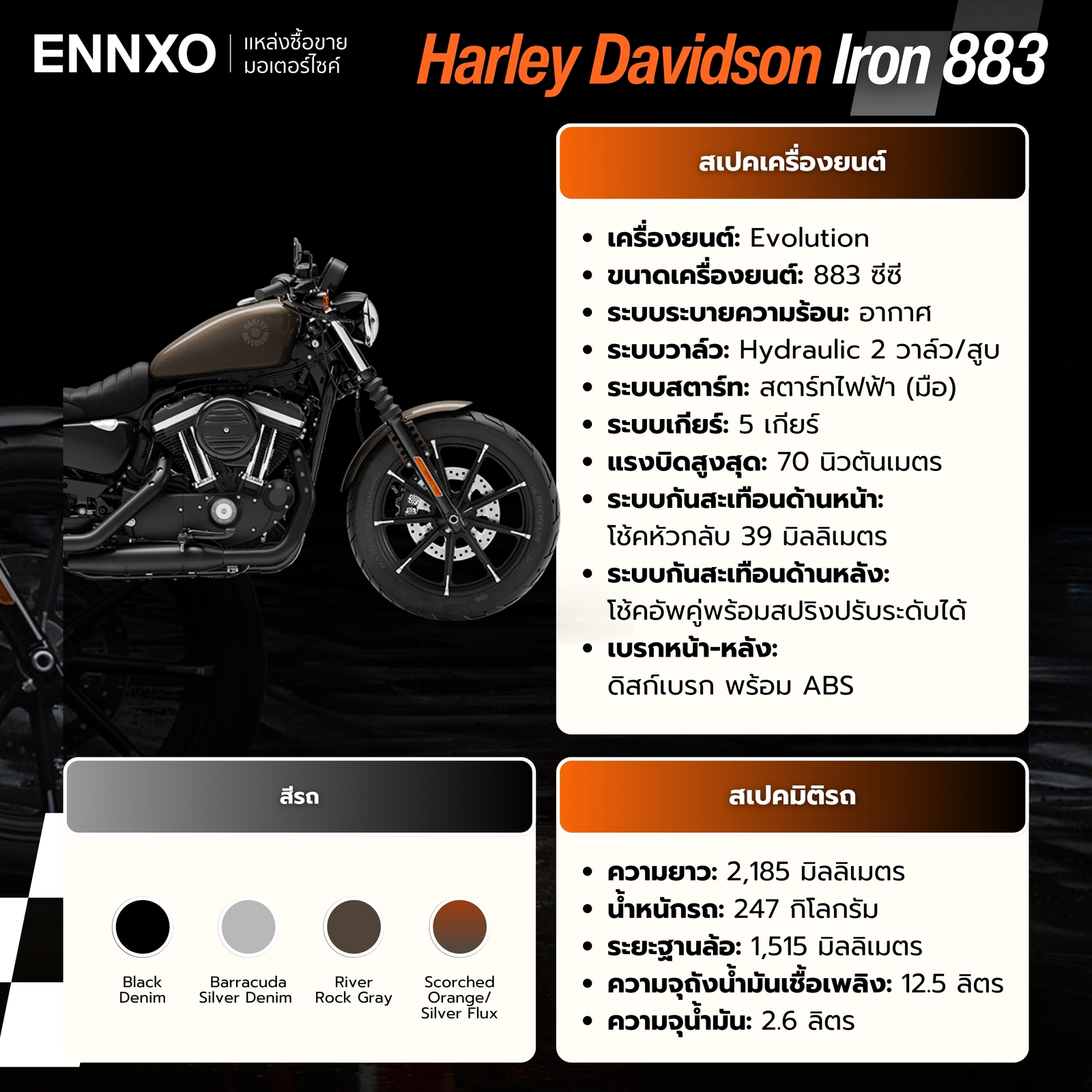 สเปครถ Harley Davidson Iron 883