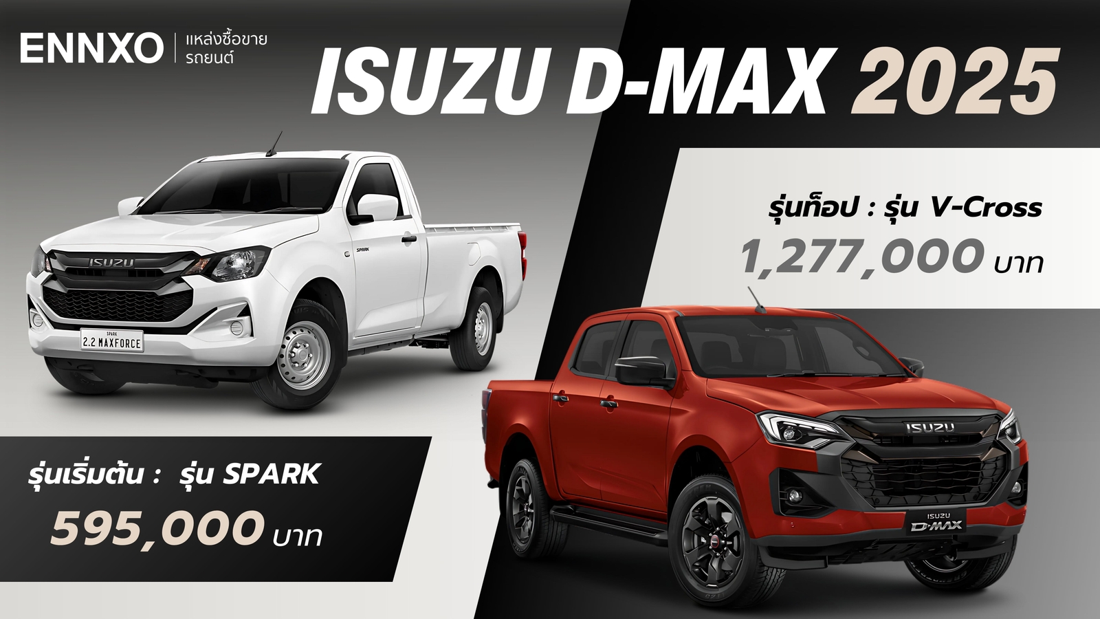 ราคารุ่นเริ่มต้น และรุ่นท็อป รถ Isuzu D-Max 2025
