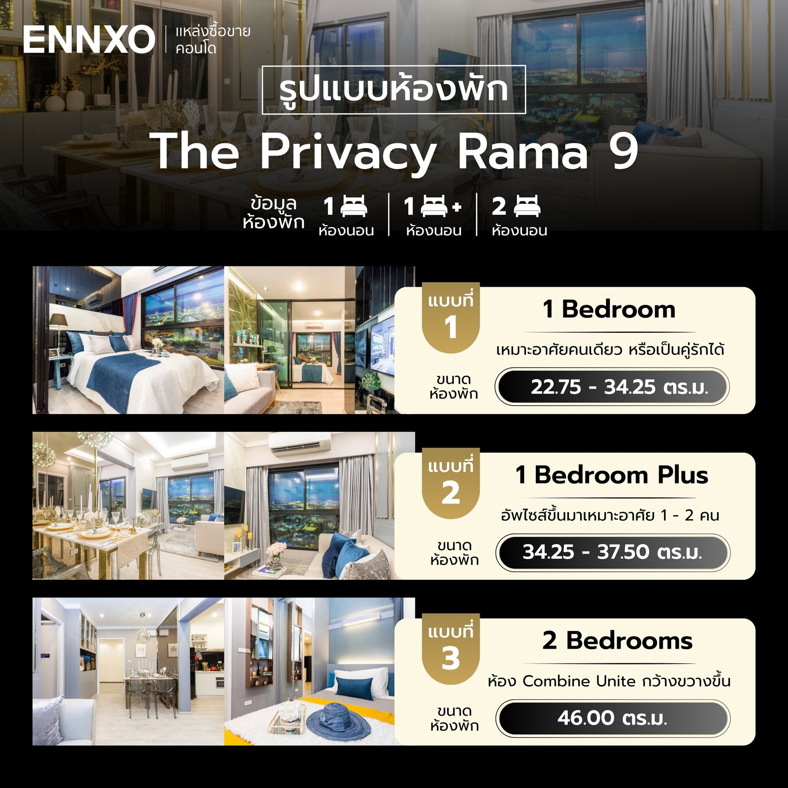 รูปแบบห้องพัก-คอนโด-the-privacy-rama-9