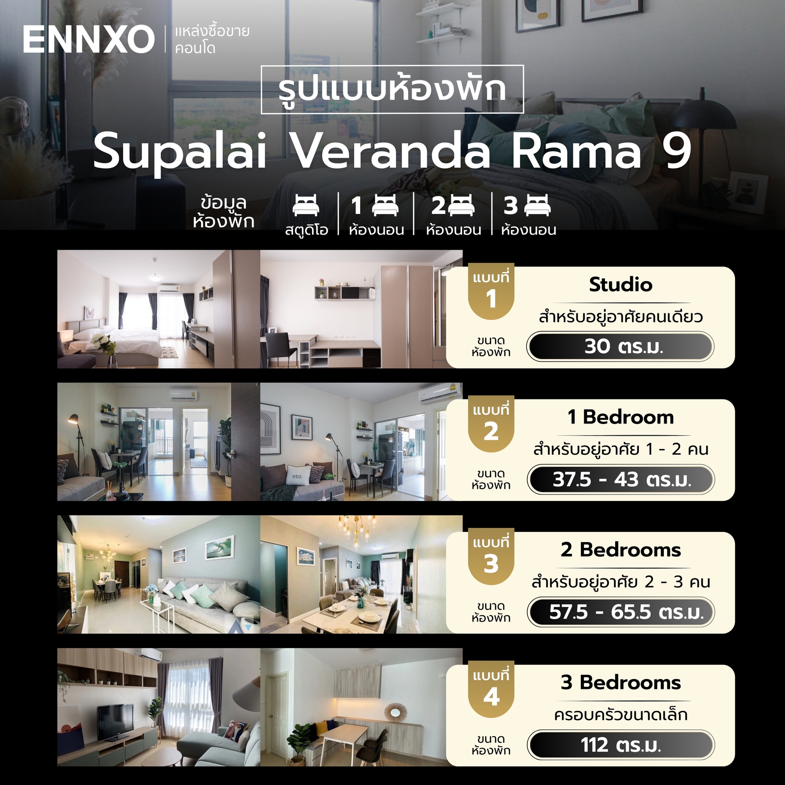 ศุภาลัย เวอเรนด้า พระราม 9 มีห้องพักกี่ประเภท