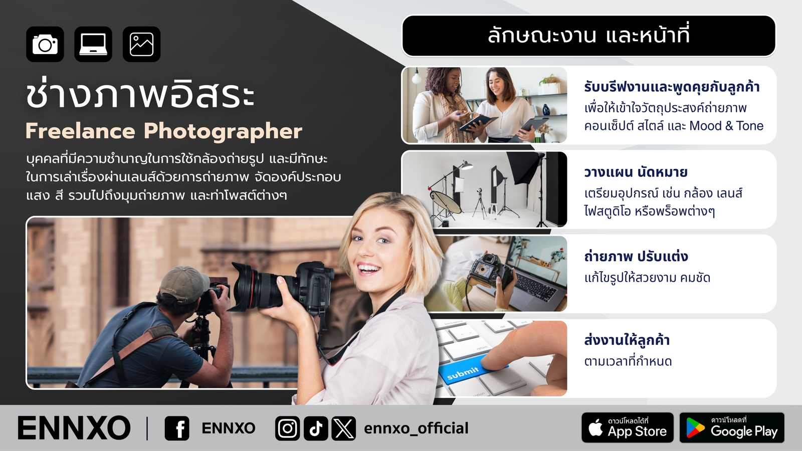 ลักษณะงานและหน้าที่ของช่างภาพอิสระ