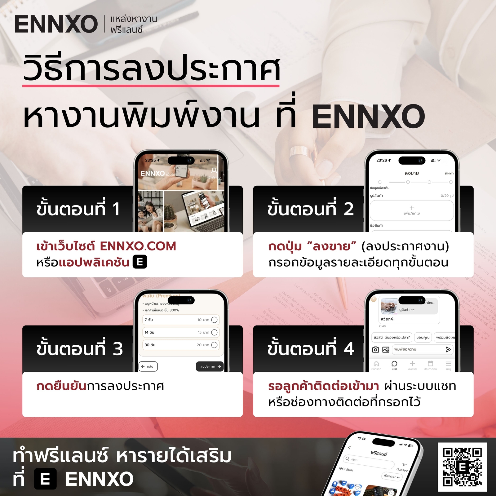 วิธีลงประกาศหางานพิมพ์งานที่ ENNXO