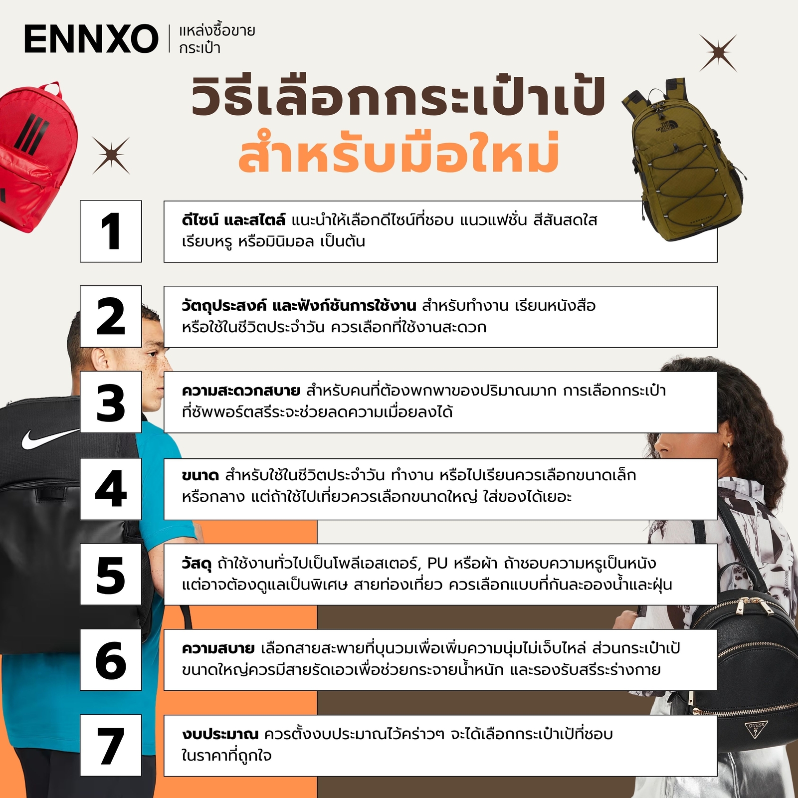 การเลือกกระเป๋าเป้สำหรับมือใหม่