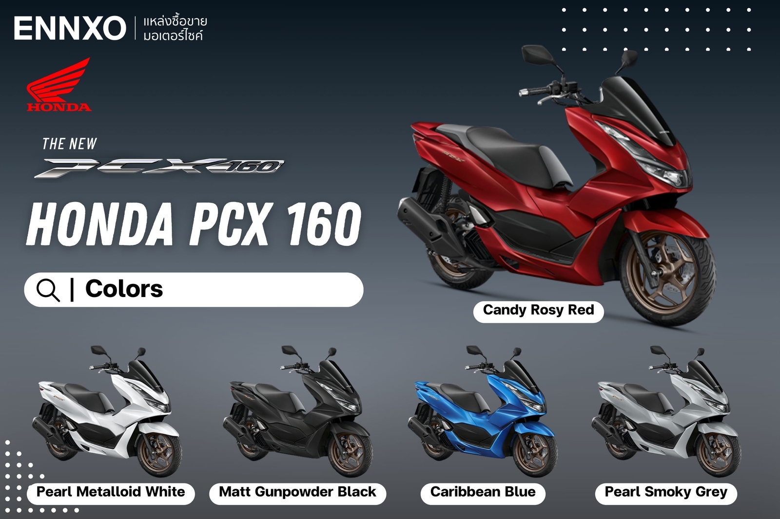 สีรถมอเตอร์ไซค์ Honda PCX 160 ตัวท็อป 