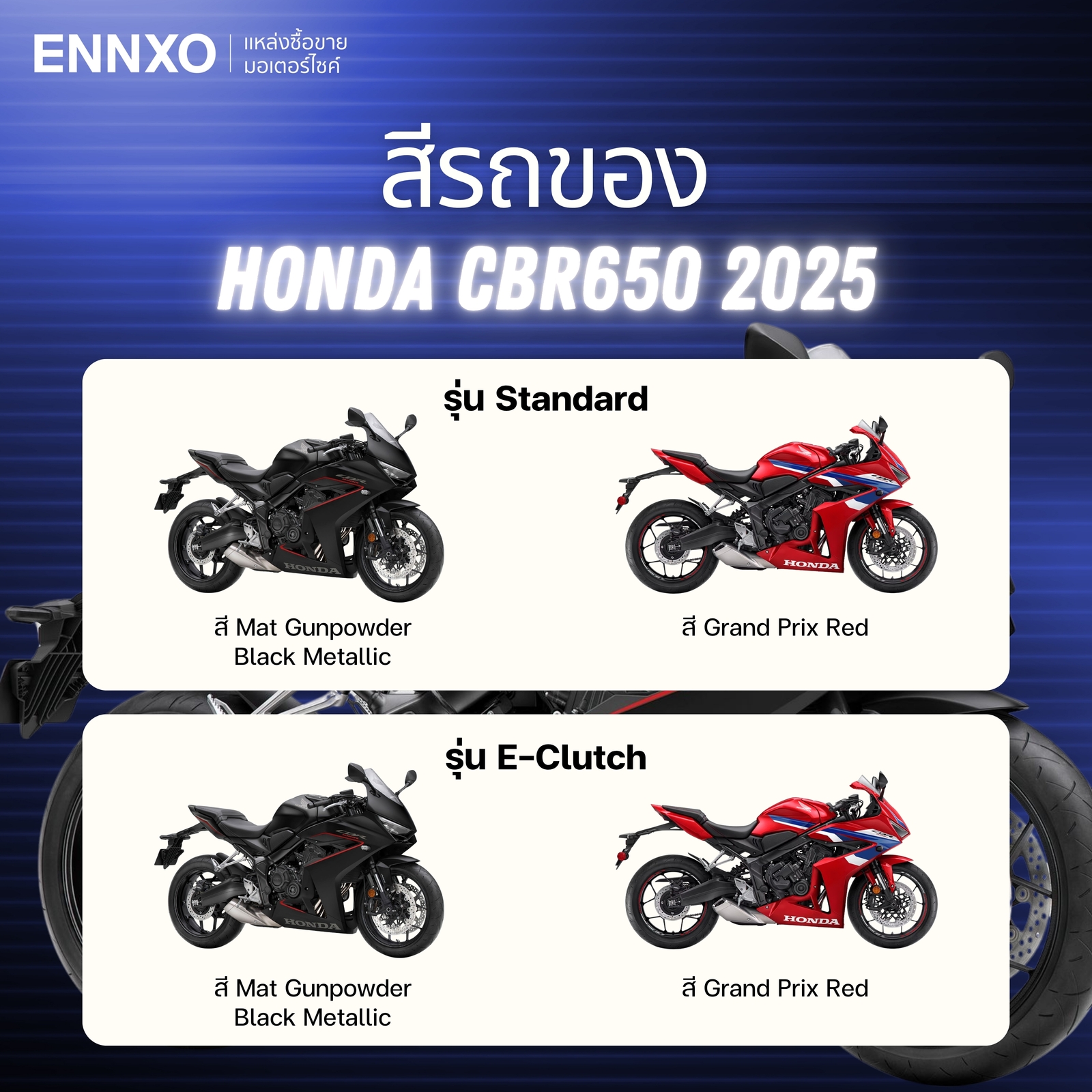 สีรถทั้งหมดของ Honda CBR650 2025 ทุกรุ่น