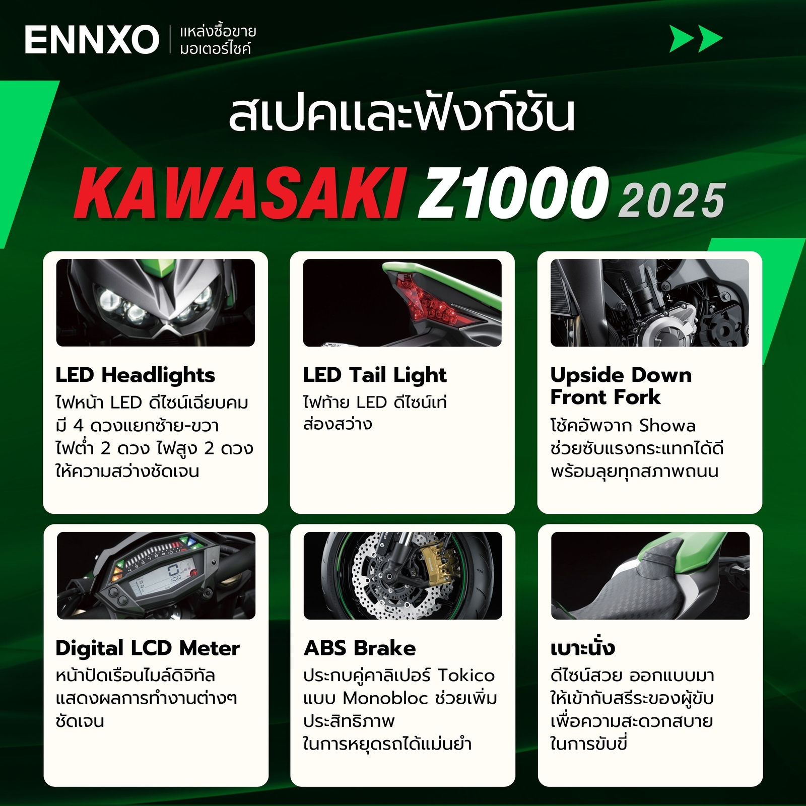 สเปคกับฟังก์ชัน Kawasaki Z1000 2025